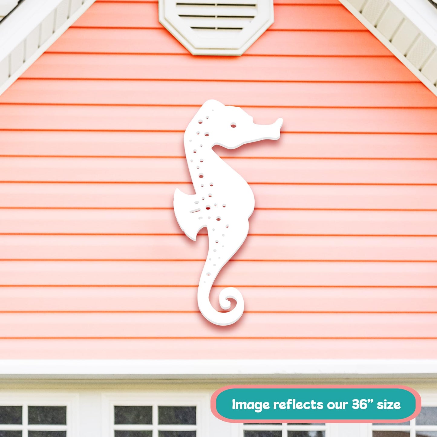 Outdoor Seahorse Wall Art – Coastal Beach House Nautical Sign – Weatherproof PVC Seahorse Decoration – Ocean Themed Marine Art