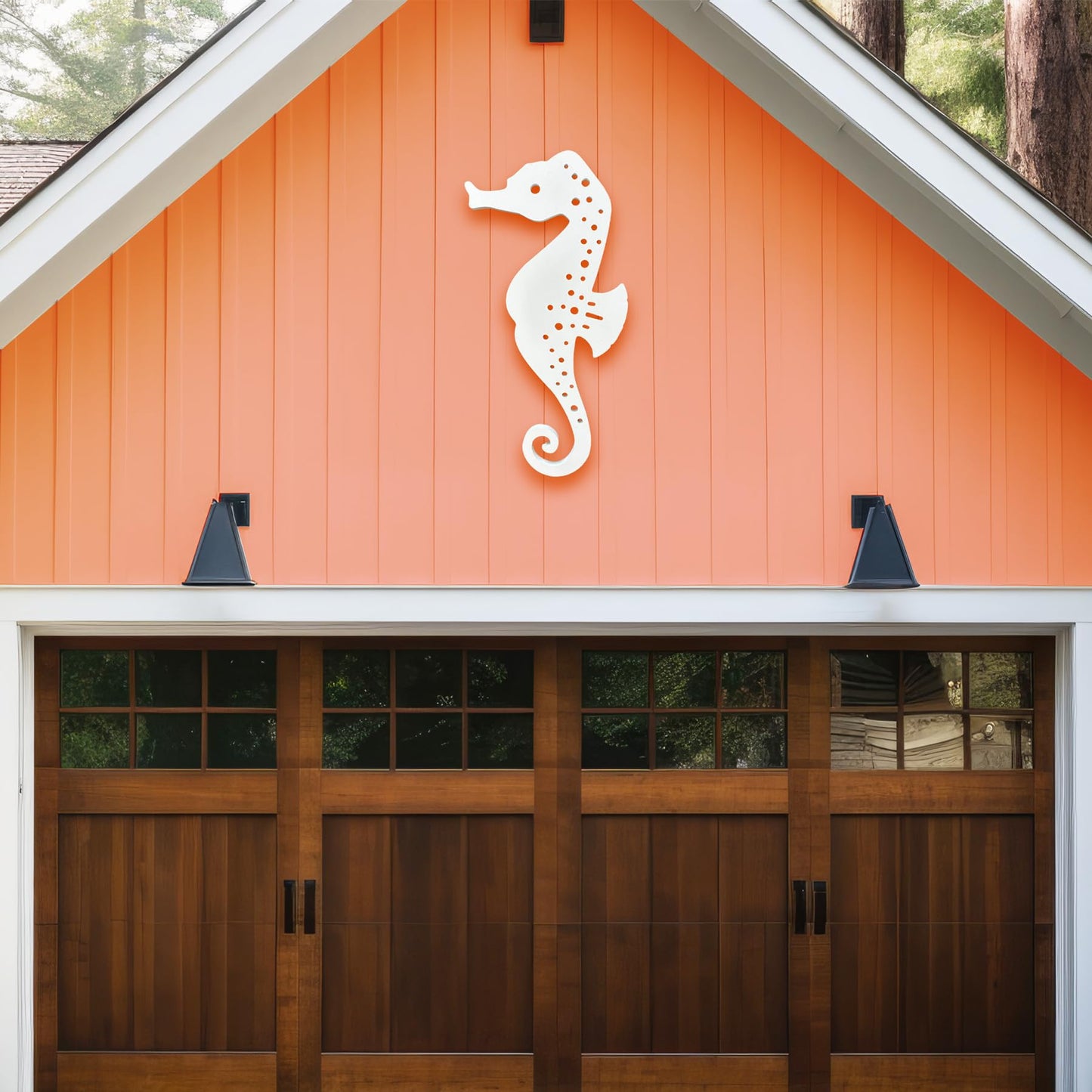Outdoor Seahorse Wall Art – Coastal Beach House Nautical Sign – Weatherproof PVC Seahorse Decoration – Ocean Themed Marine Art