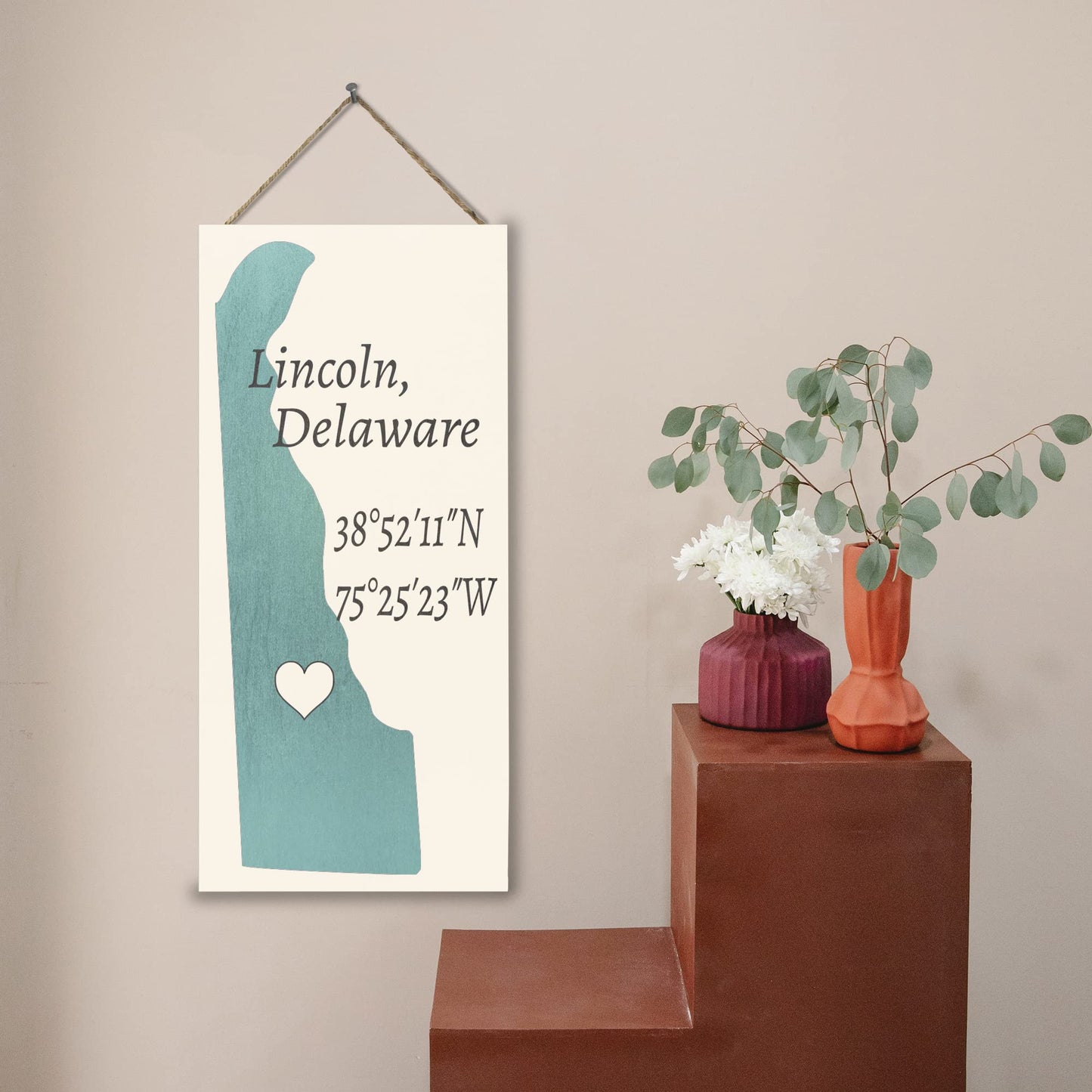 JennyGems Lincoln, Delaware Nautical Wood Sign, Made in USA