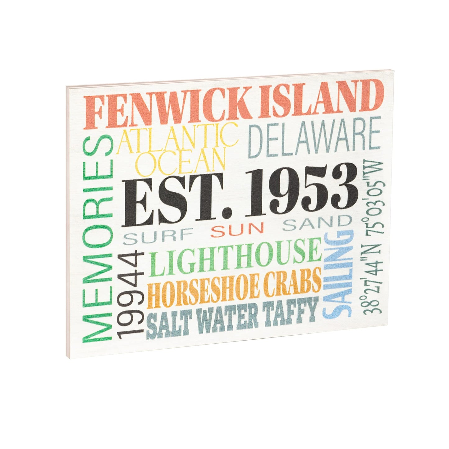 JennyGems Fenwick Island Town Memories Wooden Sign, Delaware Gifts, Made in USA