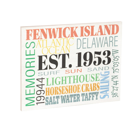 JennyGems Fenwick Island Town Memories Wooden Sign, Delaware Gifts, Made in USA