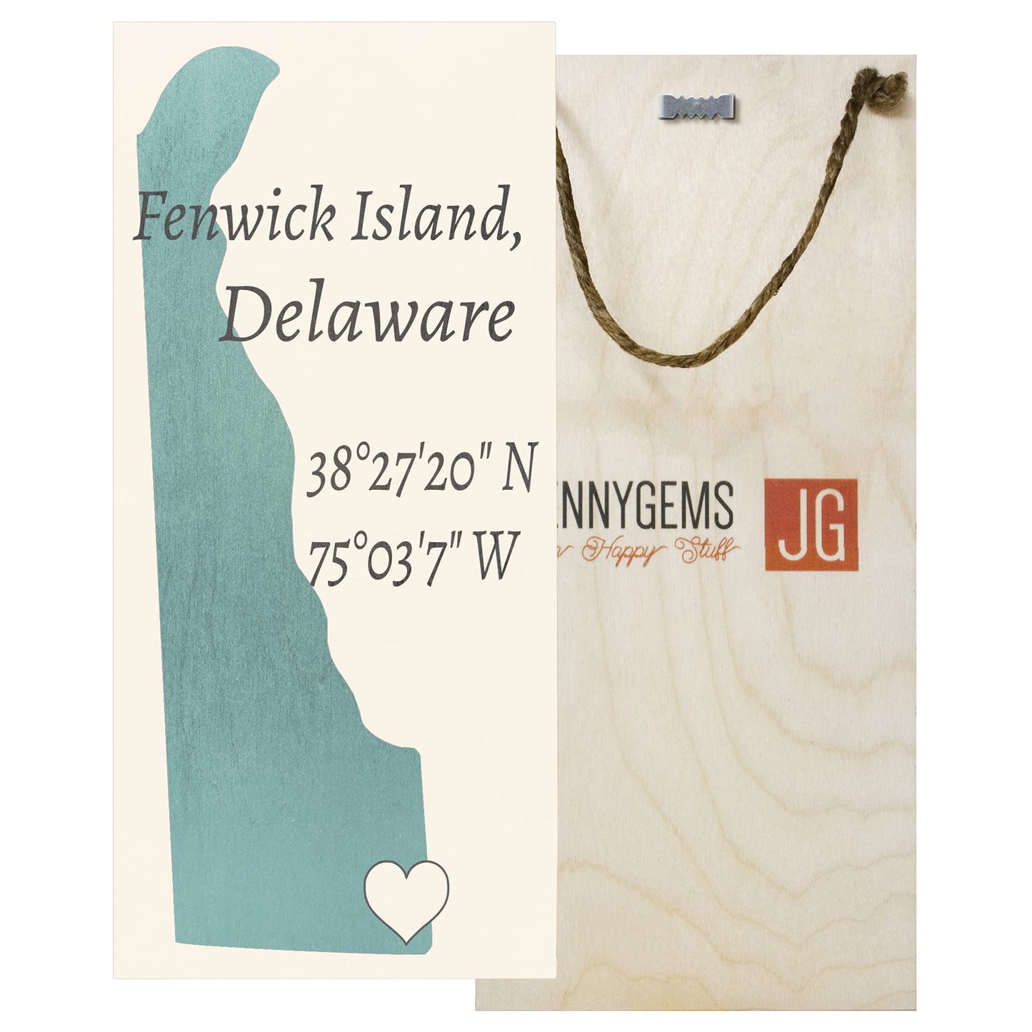 JennyGems Fenwick Island, Delaware Nautical Wood Sign, Made in USA