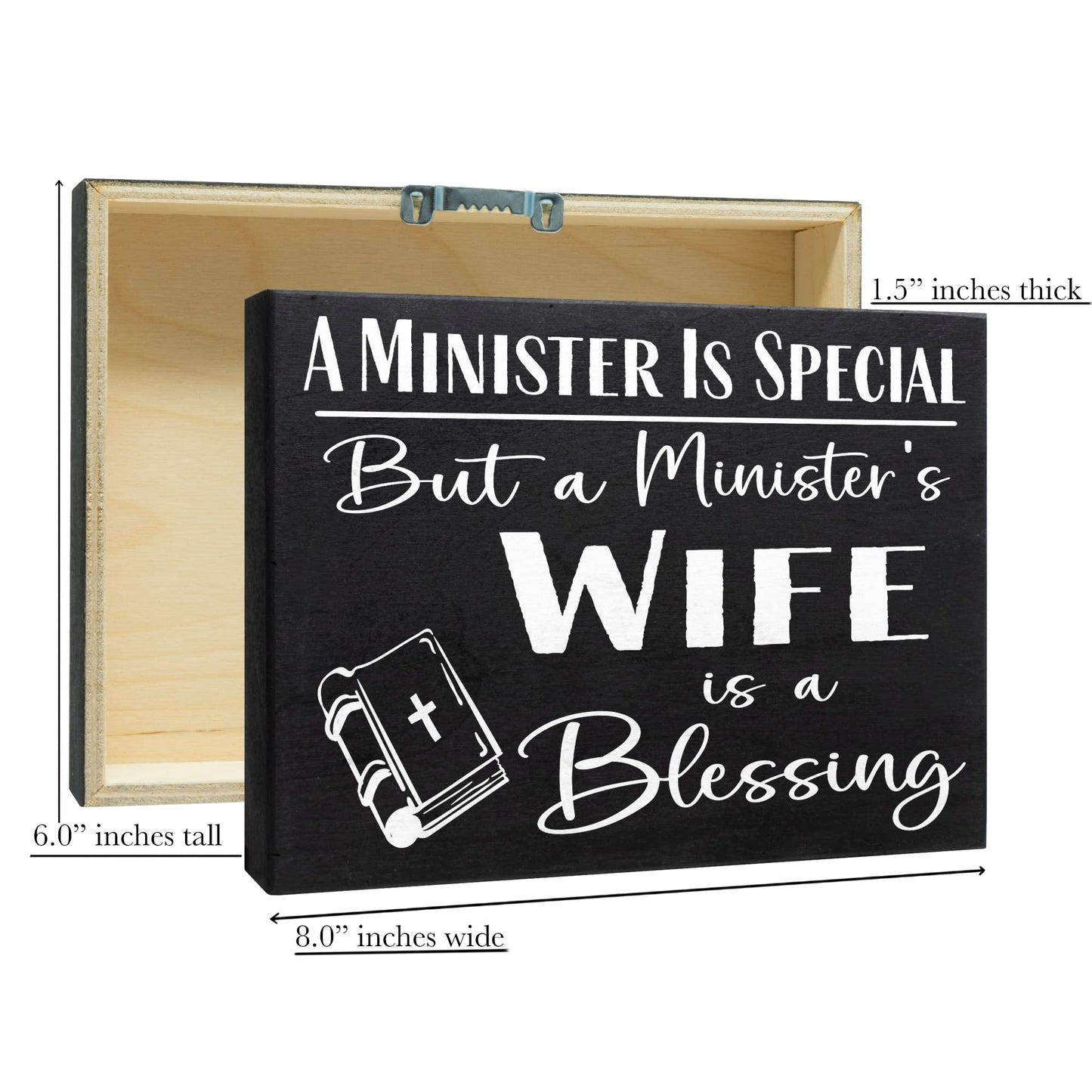 JennyGems Minister's Wife Appreciation Gifts, A Ministers Wife is a Blessing Wooden Sign, Shelf Decor and Wall Hanging, Made in USA