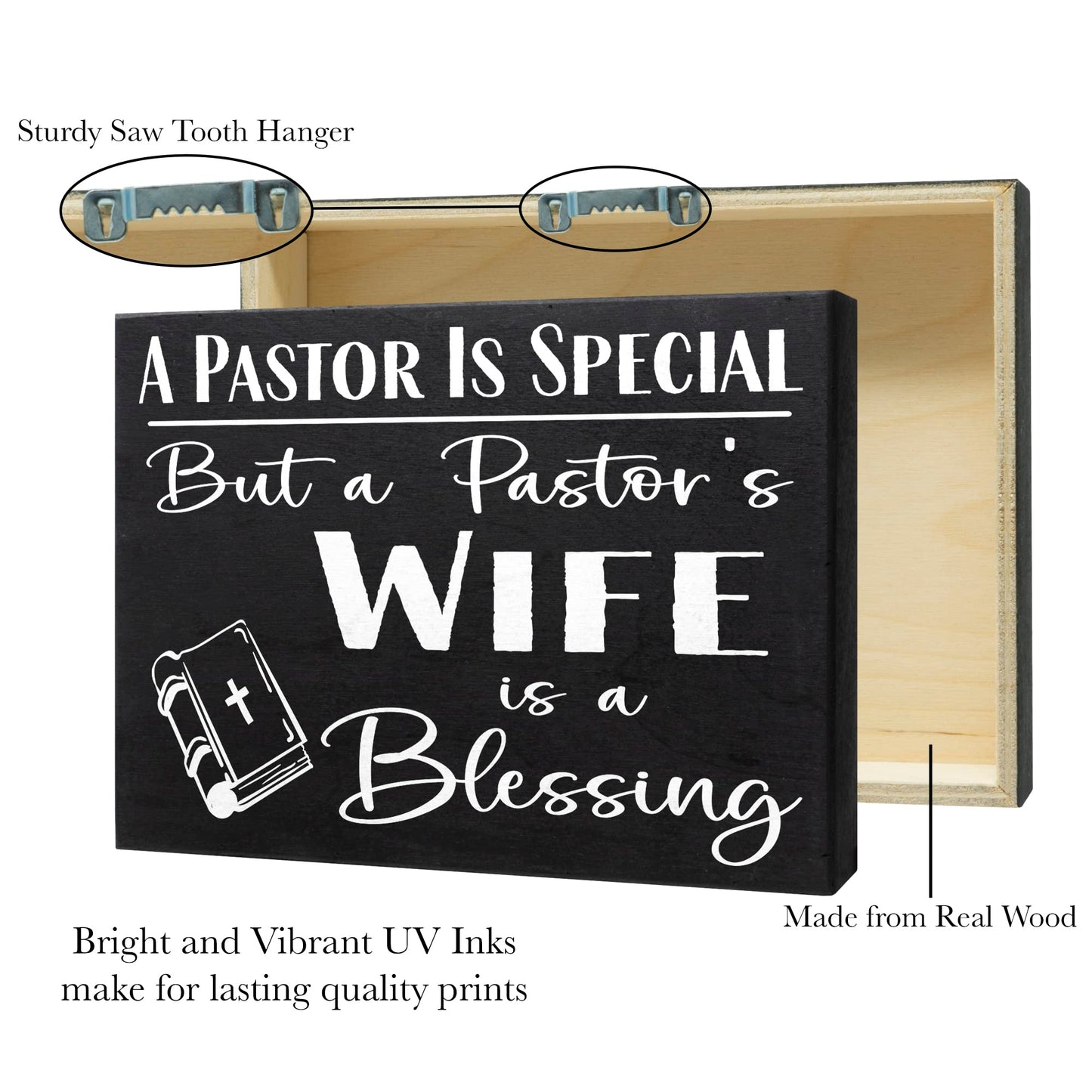 JennyGems Pastor's Wife Appreciation Gifts, A Pastor's Wife is a Blessing Wooden Sign, Wall Hanging and Shelf Decor, Made in USA