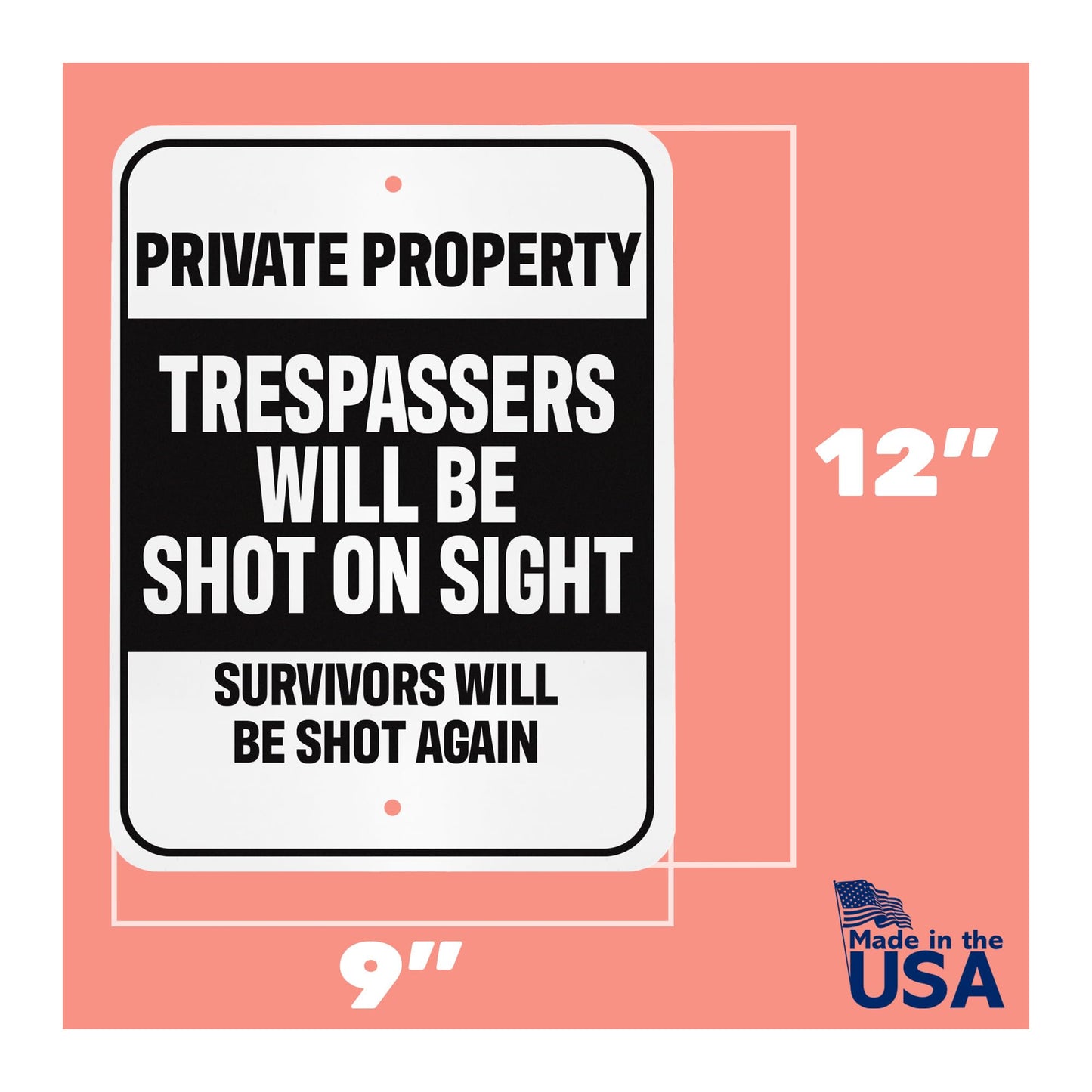 Private Property Sign, Funny Garage Bar Man Cave Decor, Sarcastic Humor Gifts, 9 x 12 Inch Metal Indoor Outdoor, Made in USA