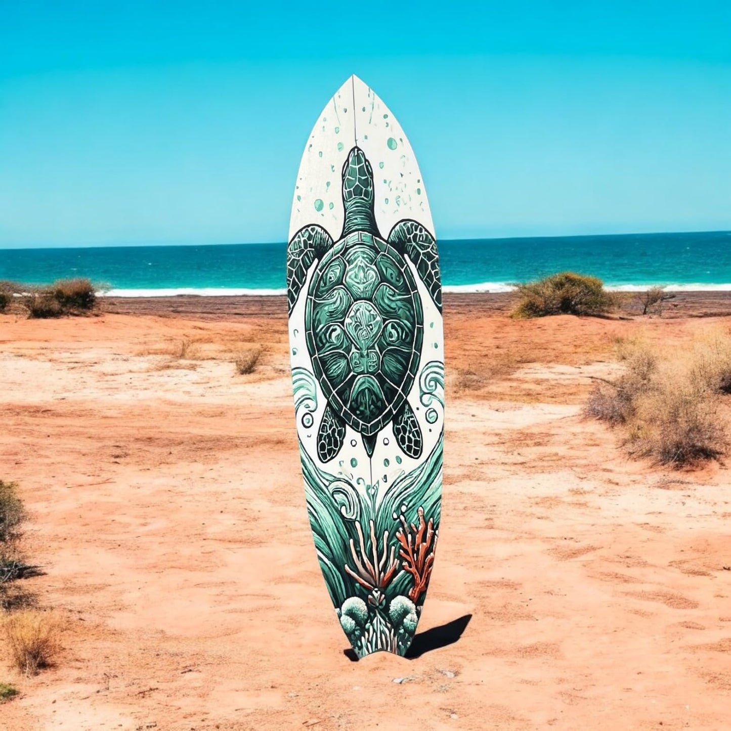 JennyGems Decorative Turtle Surfboard Wall Art PVC, Weather Resistant