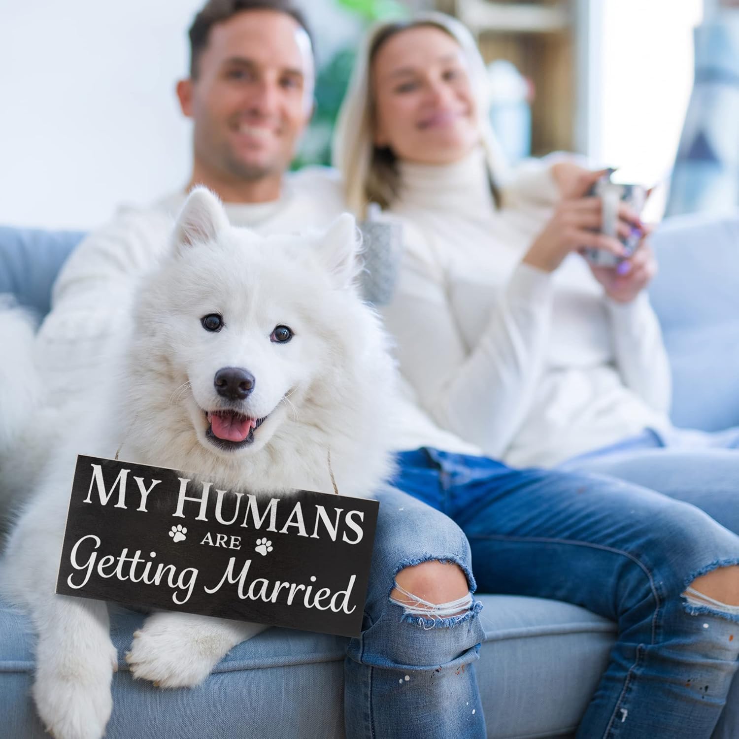 JennyGems Engagement Gift, My Humans Are Getting Married Dog Sign, Wedding Photo Prop, Engagement Announcement, Save the Date, Black