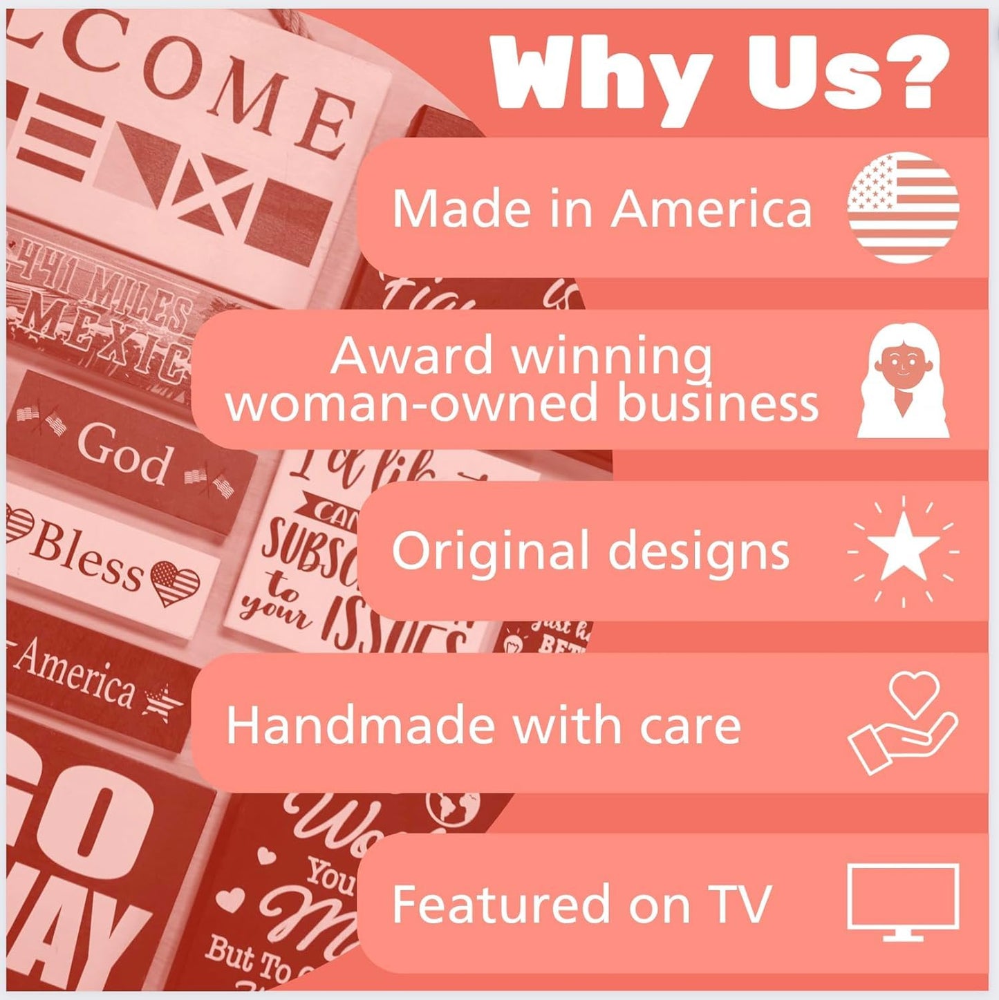 Hugs and Kisses Signs, 3pc Wooden Block Set, Valentine's Day Decor