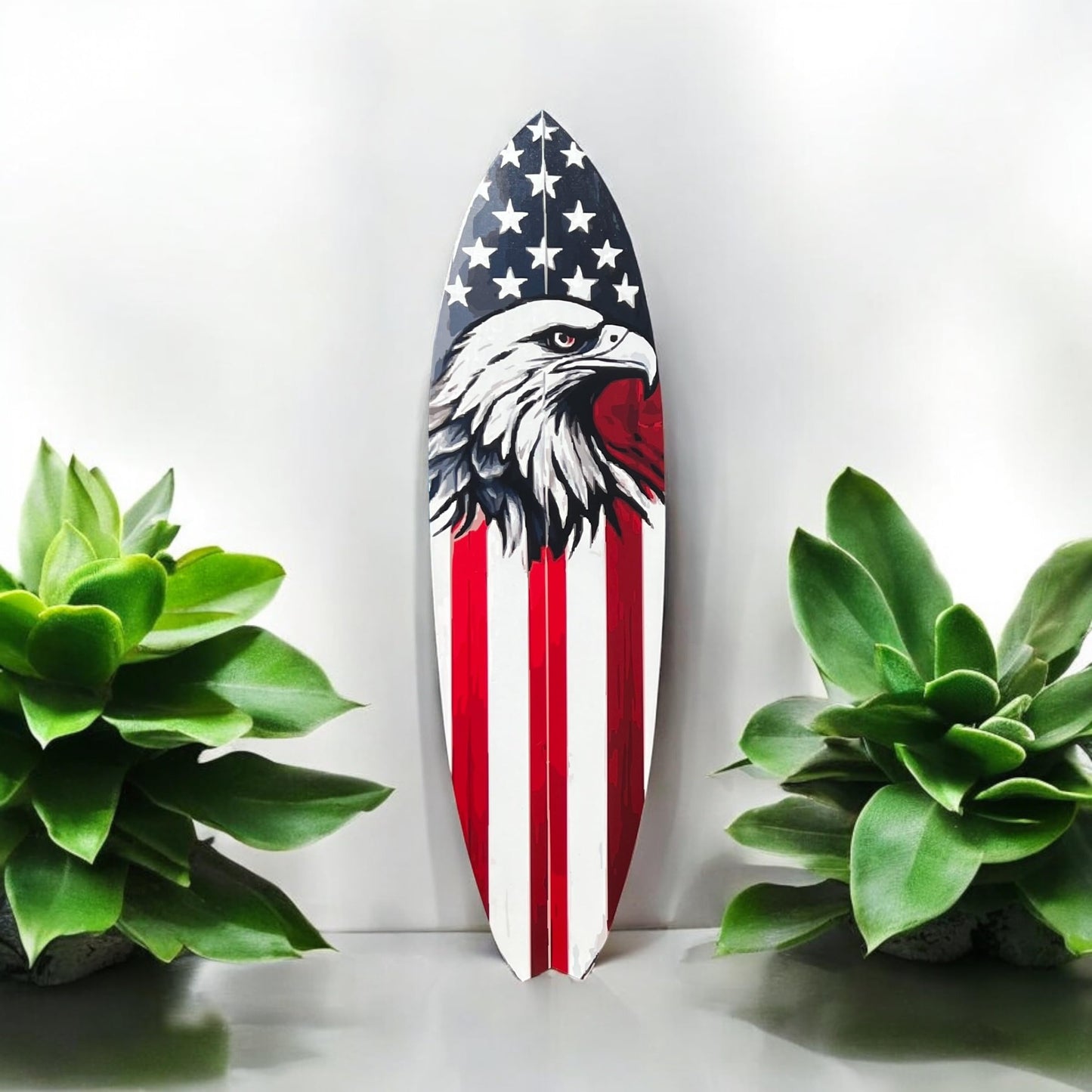 Outdoor Patriotic Americana Decorative Surfboard Sign, Decor Wall Hanging, Weather Resistant PVC, Stars and Stripes