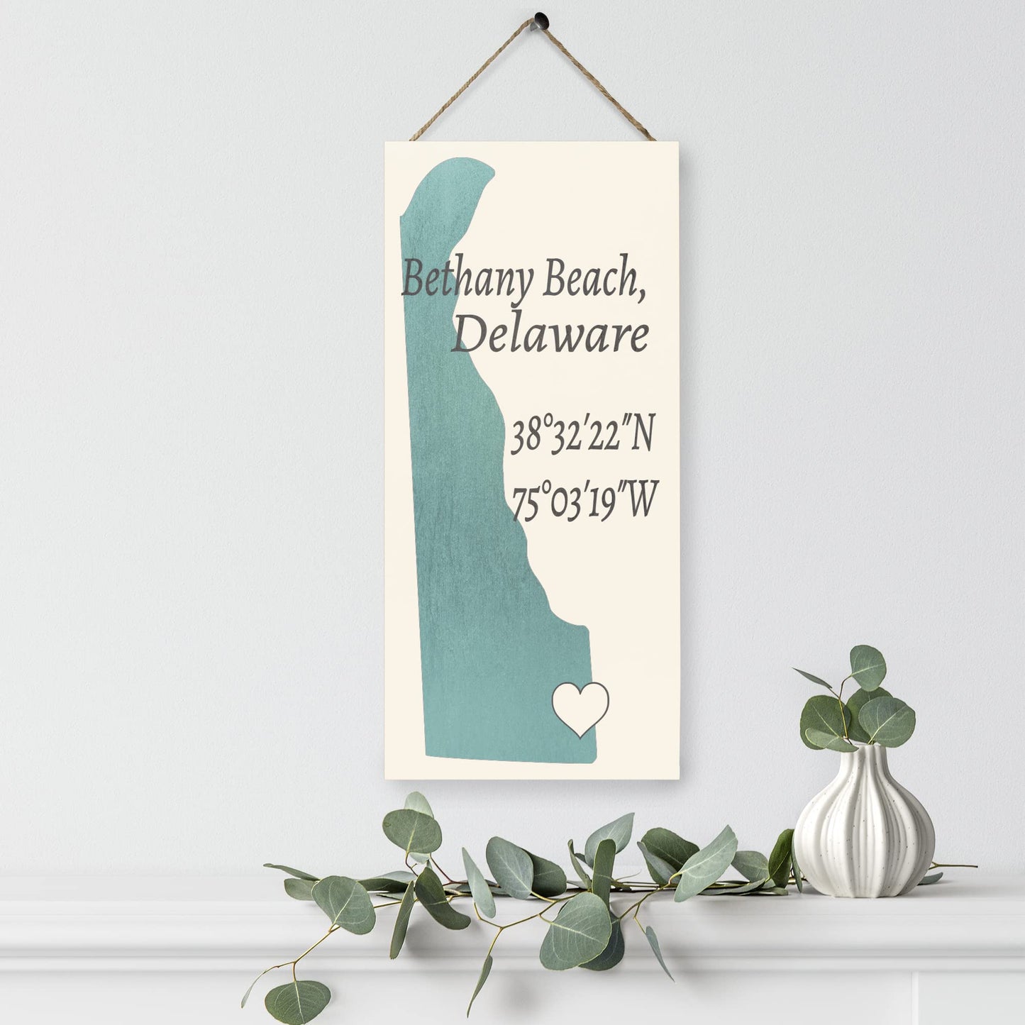 JennyGems Bethany Beach, Delaware Nautical Wood Sign, 6x13 Inches, Delaware Gifts, Made in USA