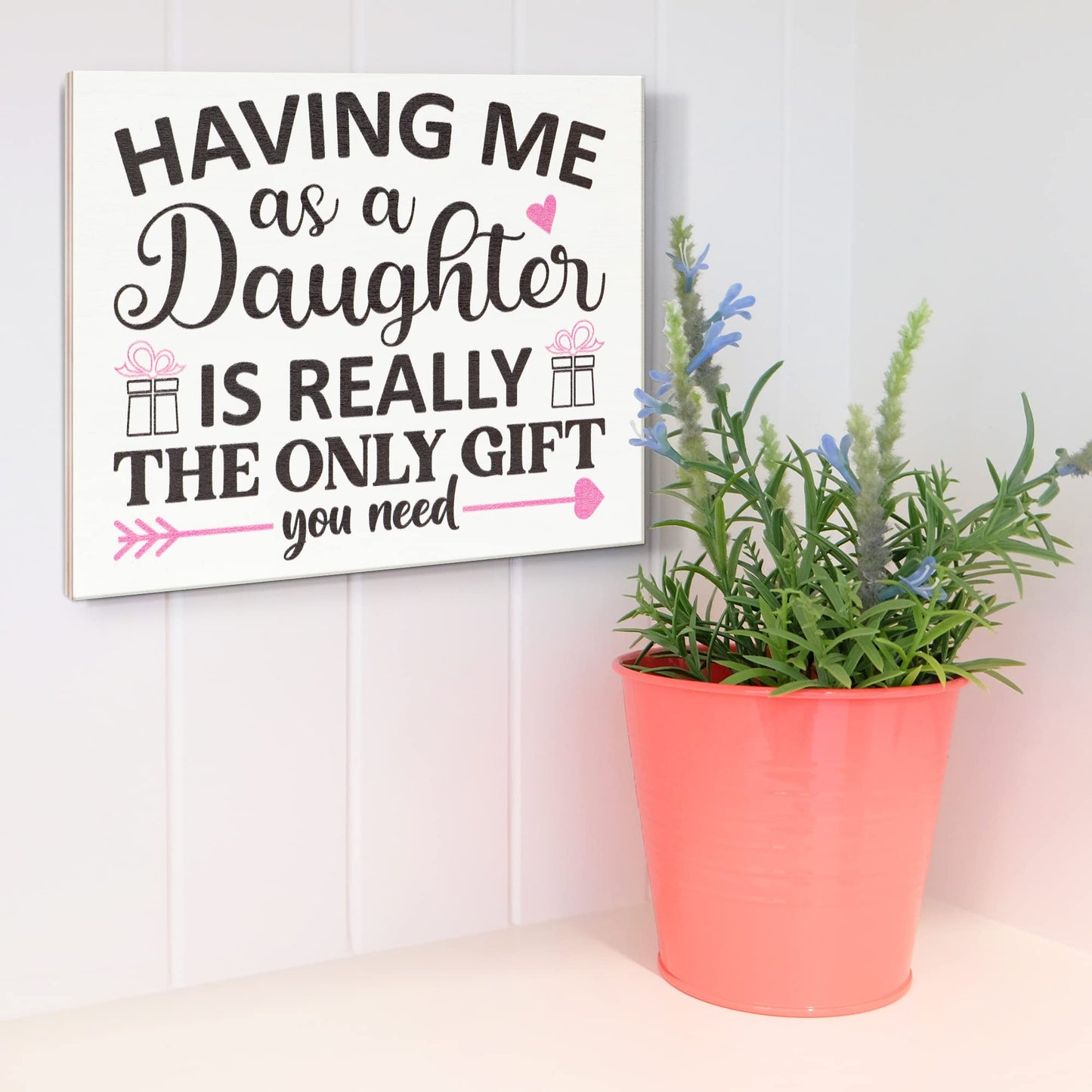 JennyGems Mom Gifts From Daughters, Mothers Day Gifts for Mom, Farmhouse Wall Decor, 7.25 x 6 Wooden Sign, Made in USA