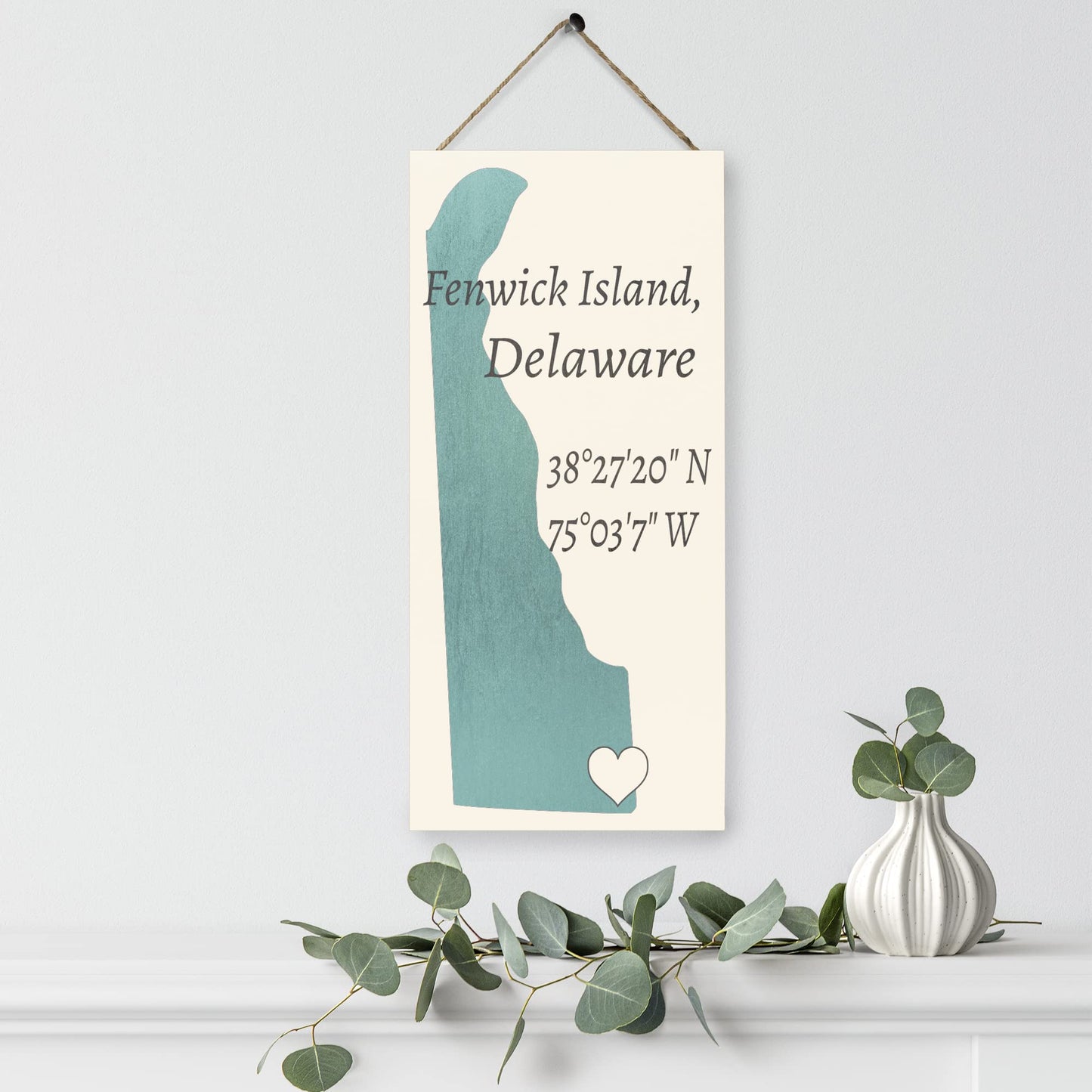 JennyGems Fenwick Island, Delaware Nautical Wood Sign, Made in USA