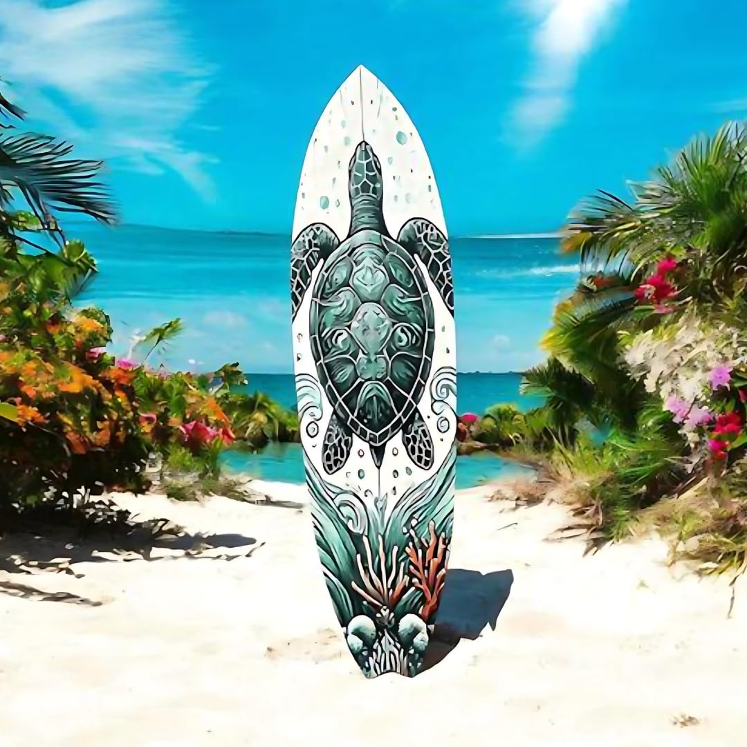 JennyGems Decorative Turtle Surfboard Wall Art PVC, Weather Resistant