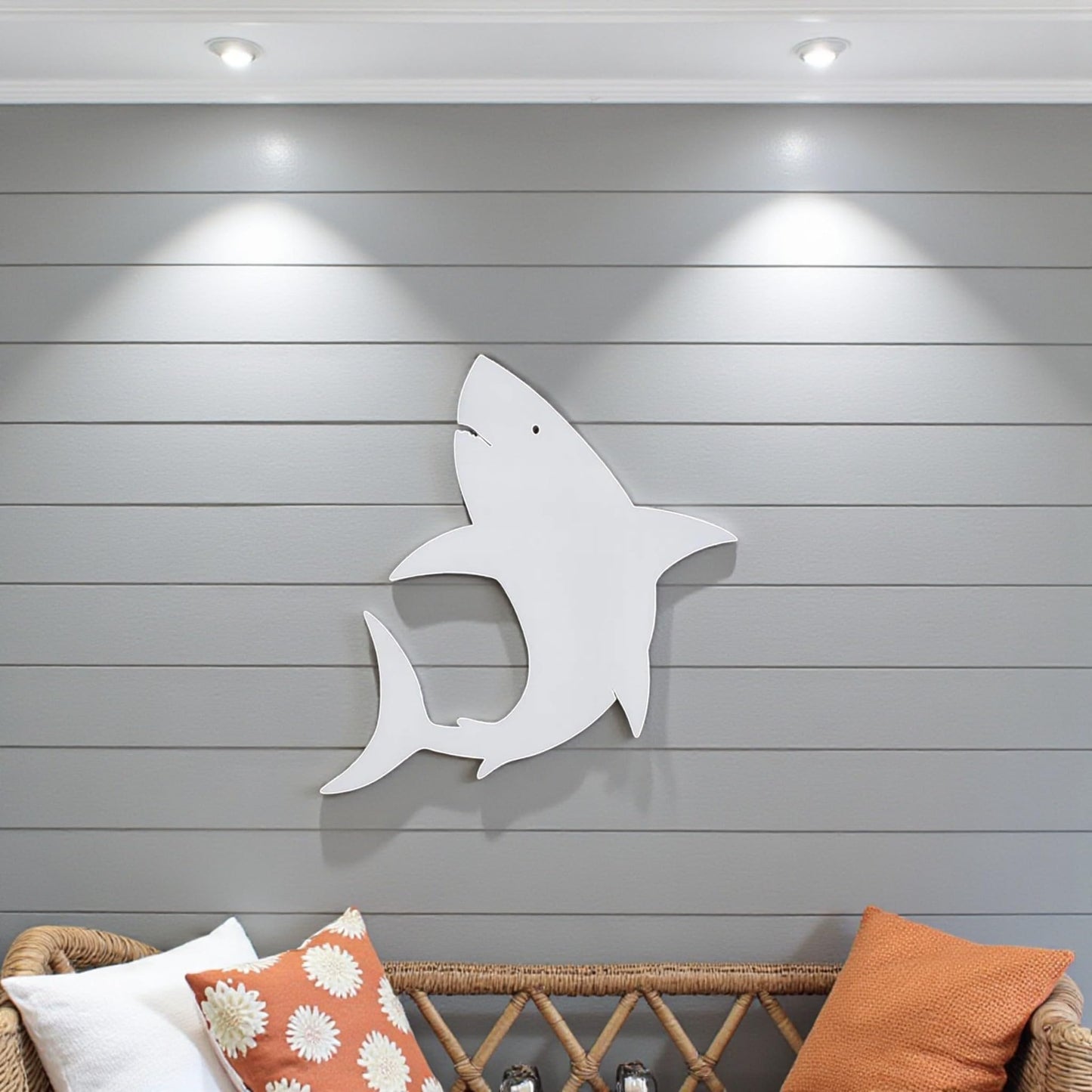 Shark Wall Art, Outdoor PVC Shark Sign, Coastal Decor, 3 Foot