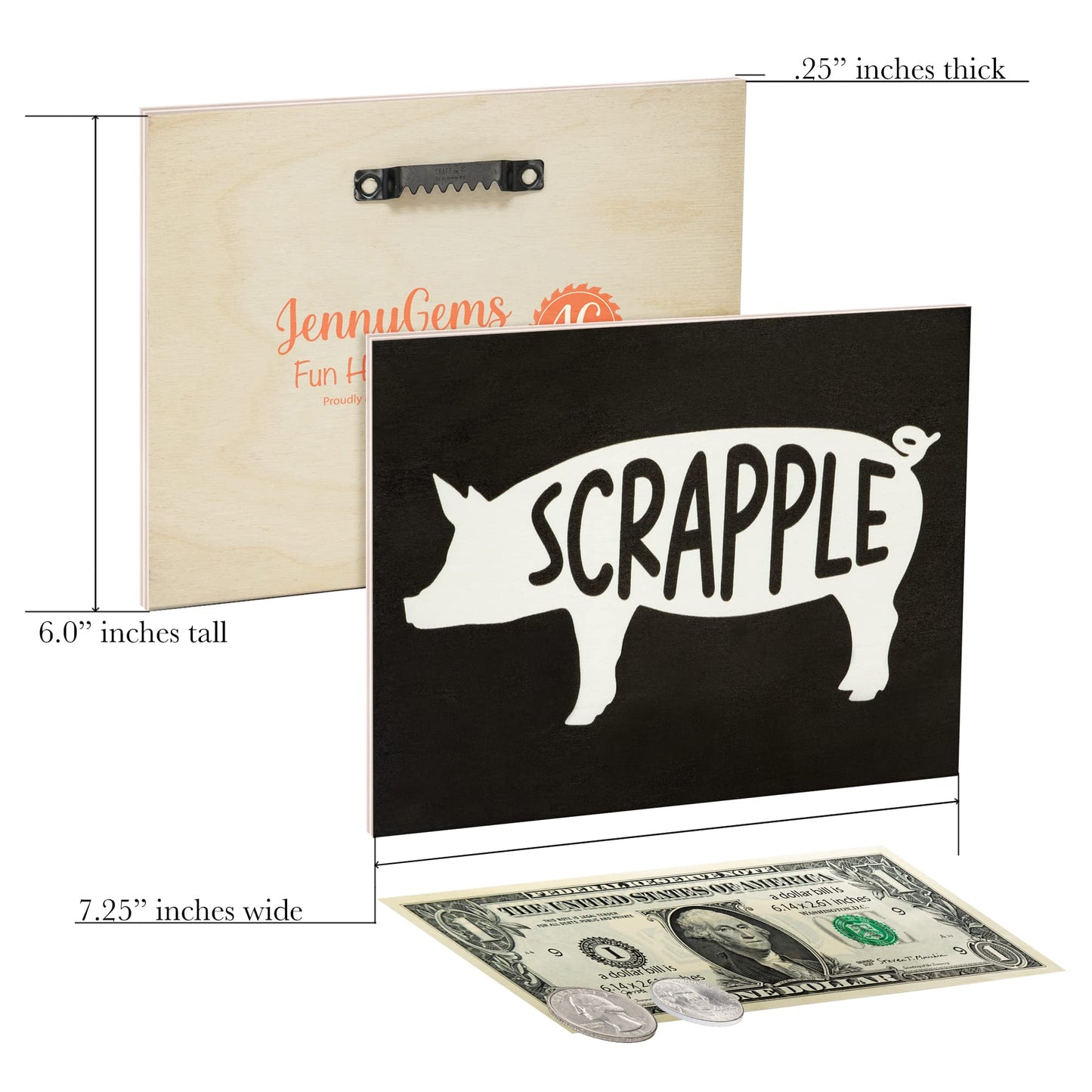 JennyGems Scrapple Sign Scrapple Pig, Delaware Gifts, Made in USA