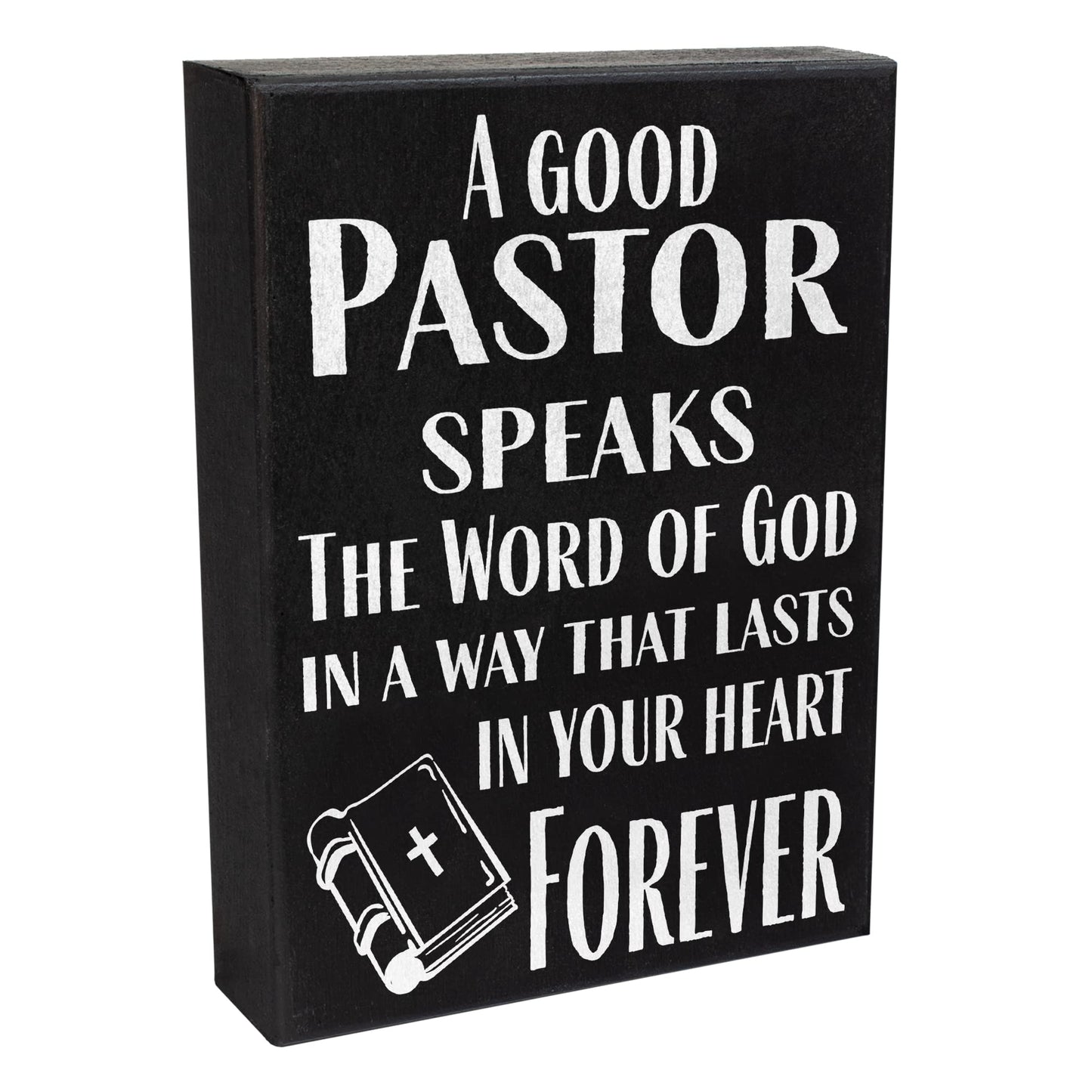 A rectangular wooden sign featuring a pastor appreciation quote, designed for wall or tabletop display.