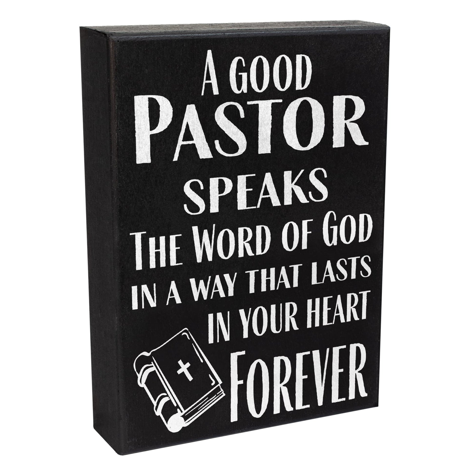A rectangular wooden sign featuring a pastor appreciation quote, designed for wall or tabletop display.