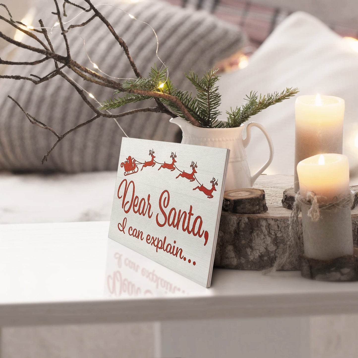 Funny Dear Santa I Can Explain Wooden Christmas Sign