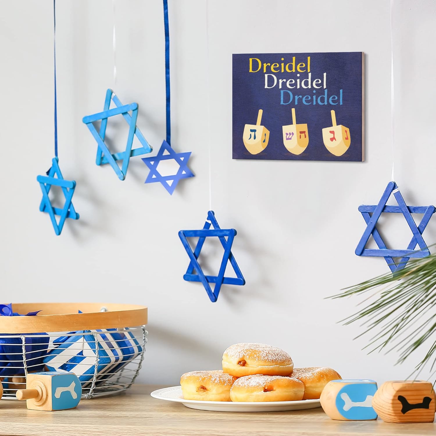 JennyGems Dreidel Hanukkah Decor, Hanukkah Decorations and Dreidel Sign, 7.25x6 Inches