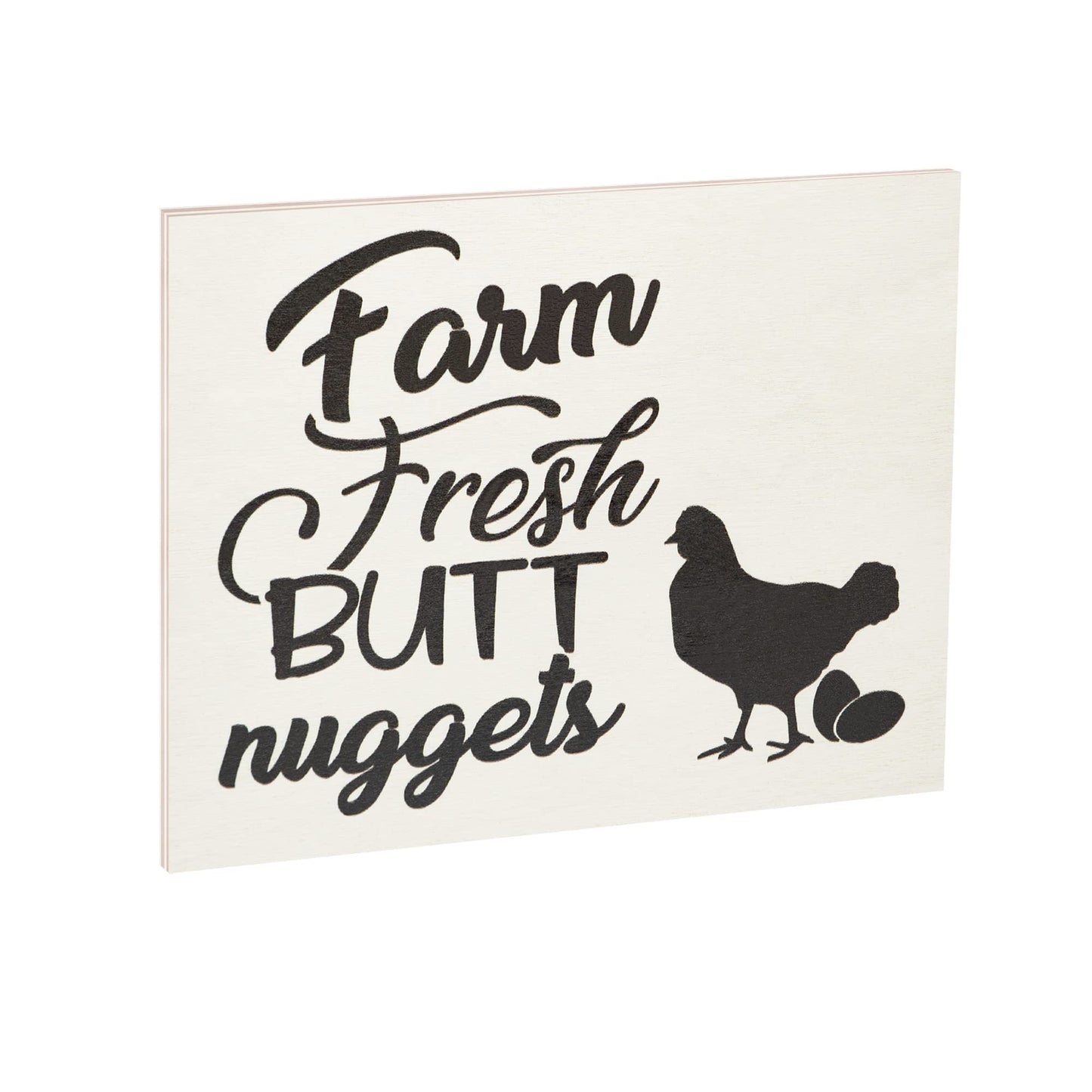 Funny Farm Fresh Nuggets Wooden Coop Sign