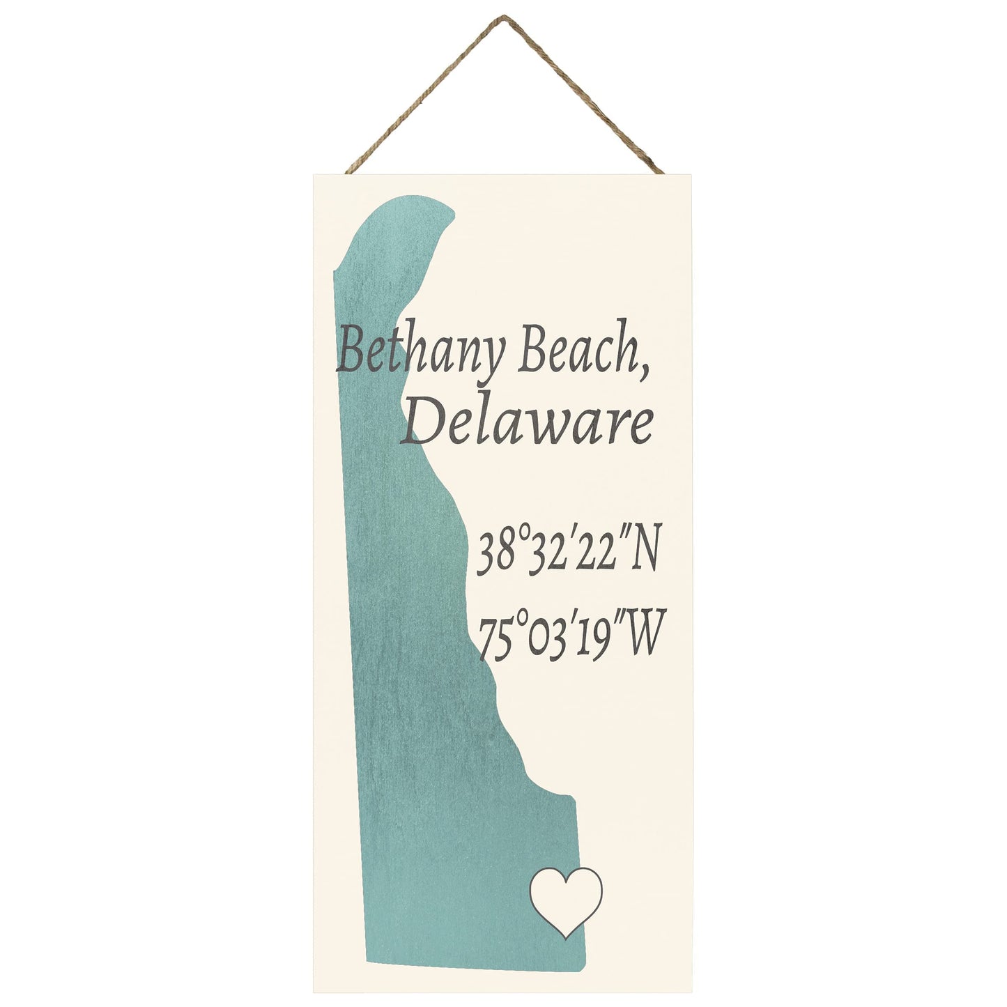 JennyGems Bethany Beach, Delaware Nautical Wood Sign, 6x13 Inches, Delaware Gifts, Made in USA
