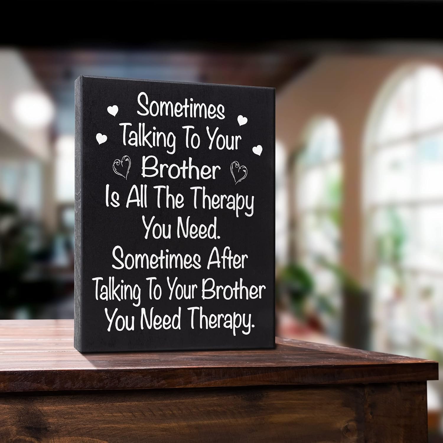 JennyGems Funny Brother Gift, Sometimes Talking to Your Brother Is the Only Therapy You Need Wooden Sign - Wall and Shelf Decor