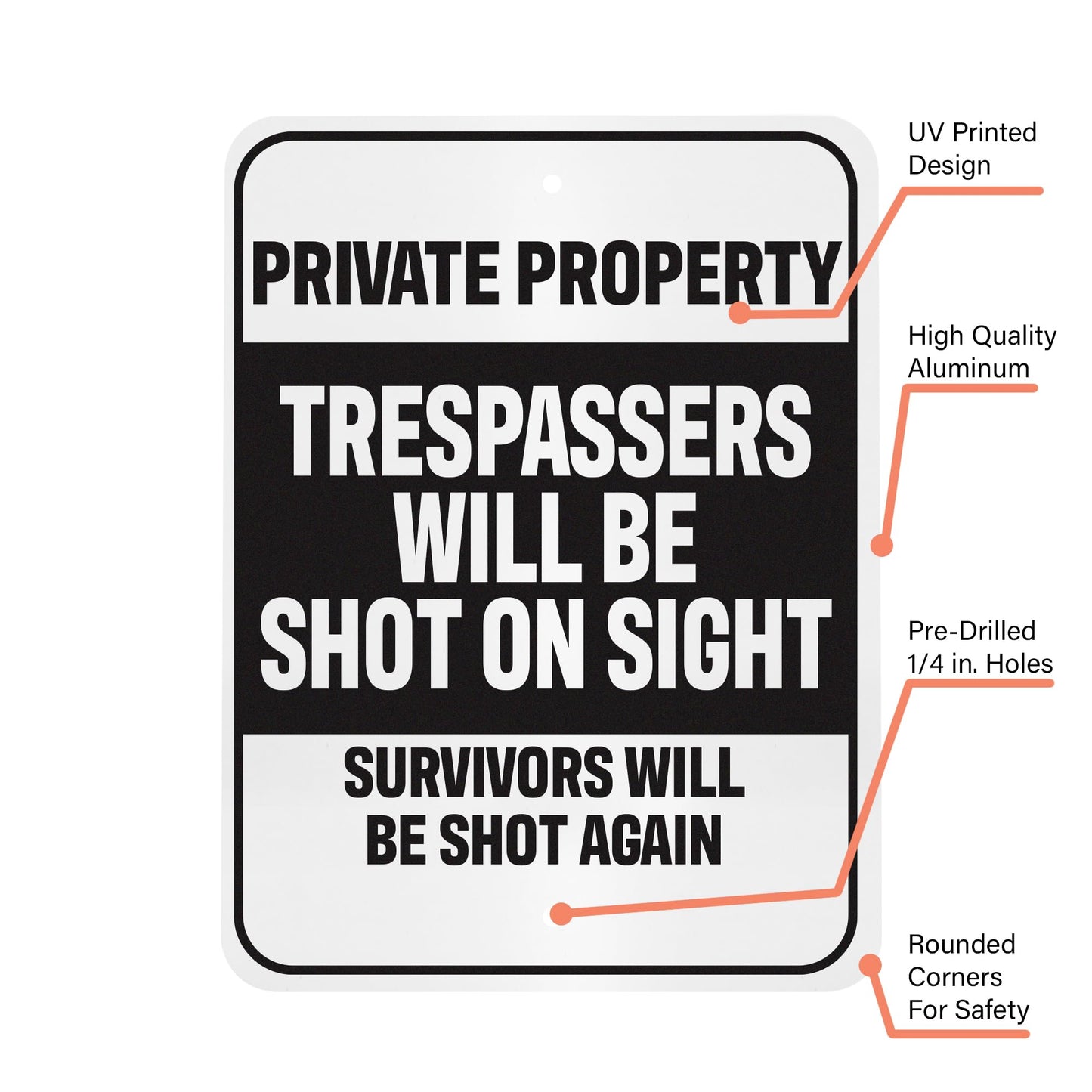 Trespassers Will Be Shot On Sight Private Property Funny Sign Indoor Outdoor
