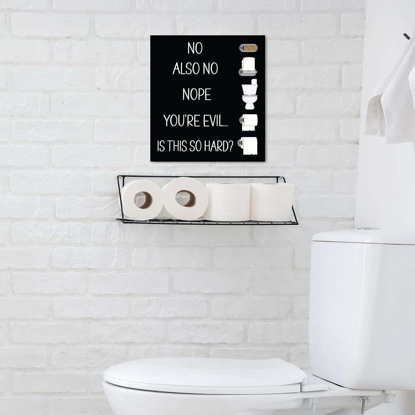 JennyGems Funny Bathroom Signs - Changing the Toilet Paper Wooden Wall Decor - Farmhouse Bathroom Decoration for Wall Hanging, Black