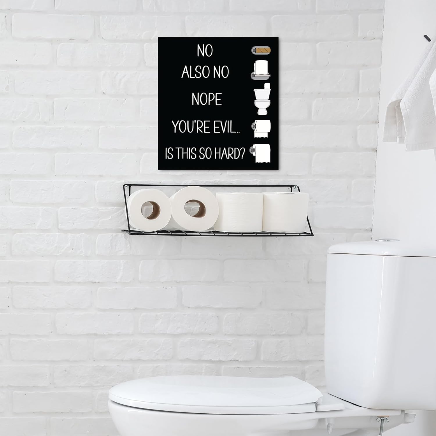 JennyGems Funny Bathroom Signs - Changing the Toilet Paper Wooden Wall Decor - Farmhouse Bathroom Decoration for Wall Hanging, Black