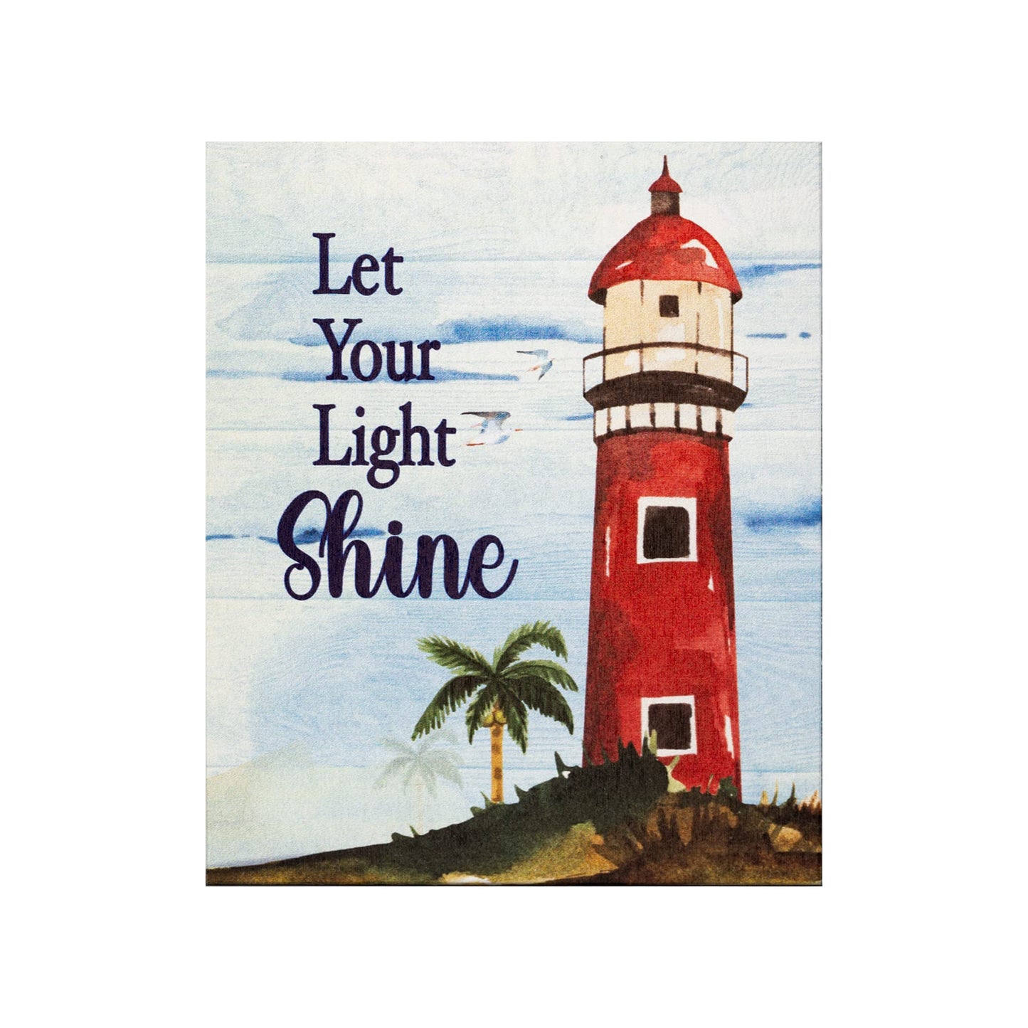 JennyGems Let Your Light Shine Wooden Sign, Lighthouse Decor, Coastal Decoration, Beach House Sign, Made in USA