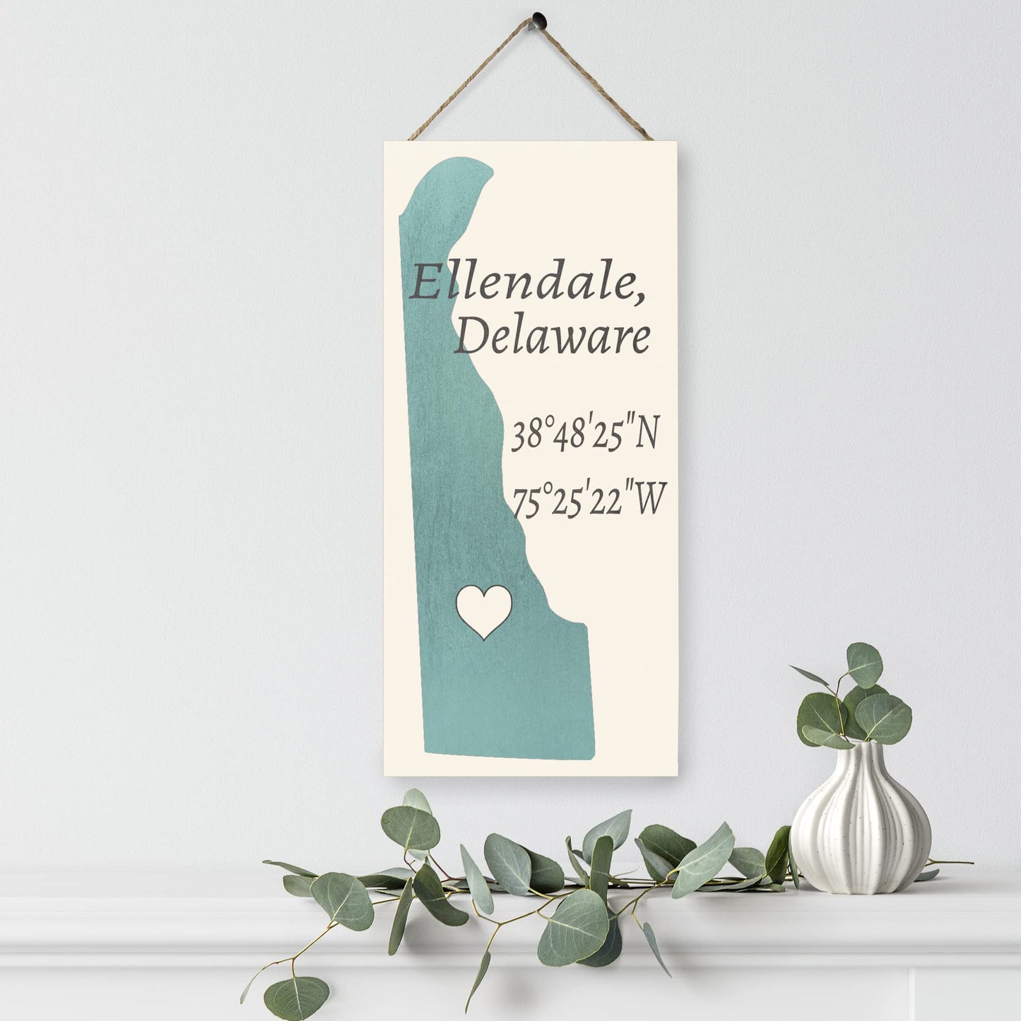 JennyGems Ellendale, Delaware Nautical Wood Sign, 6x13 Inches, Delaware Gifts, Made in USA