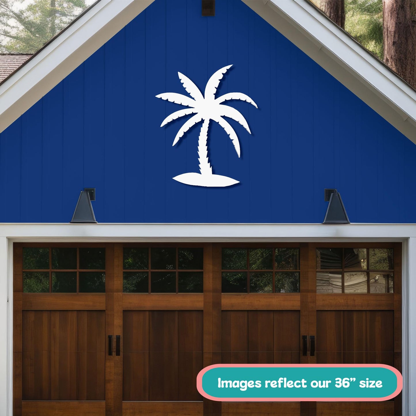 Outdoor Palm Tree Wall Art Beach House Decor – Tropical Palm Tree Sign – Weatherproof PVC Coastal Wall Hanging for Porch Patio or Poolside