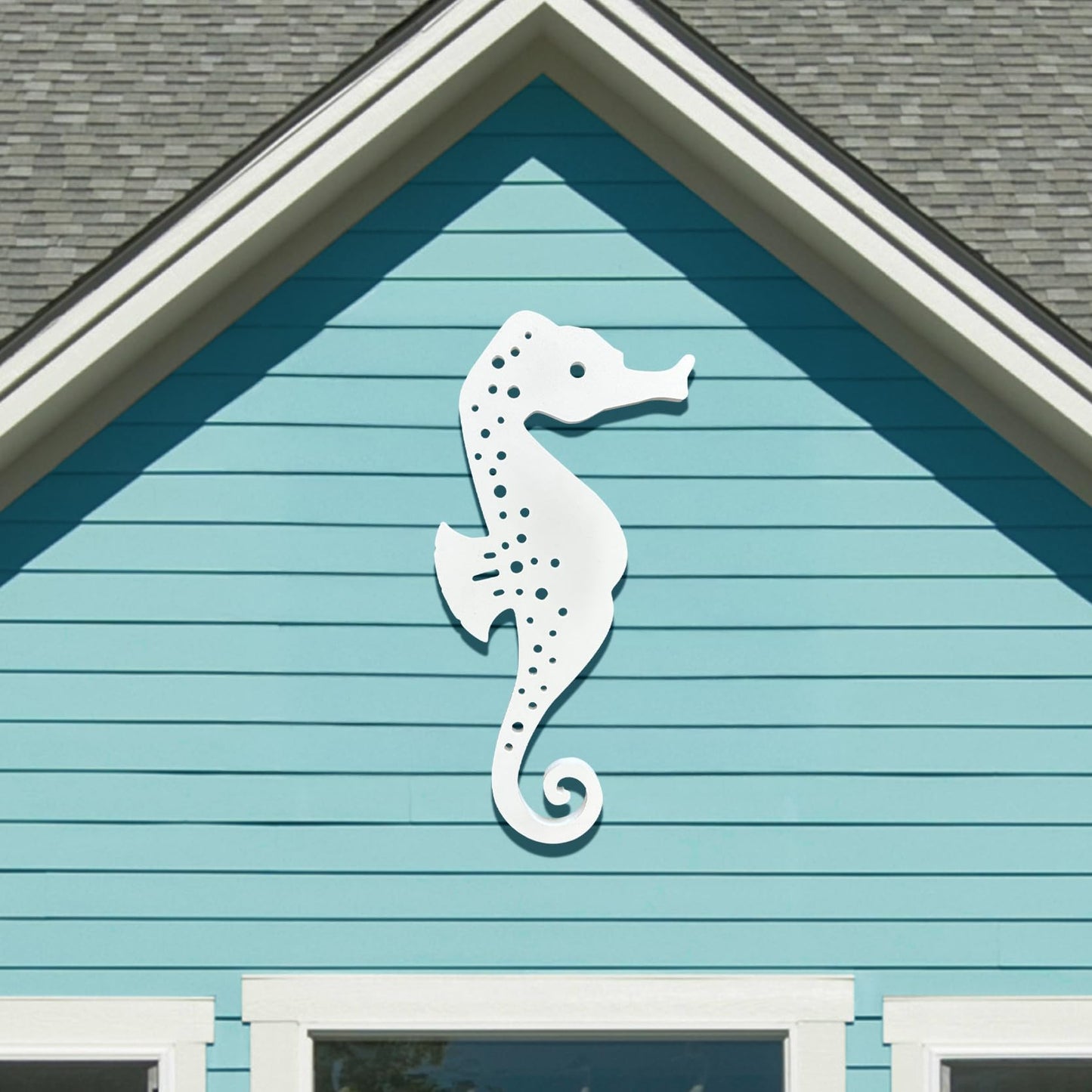 Outdoor Seahorse Wall Art – Coastal Beach House Nautical Sign – Weatherproof PVC Seahorse Decoration – Ocean Themed Marine Art