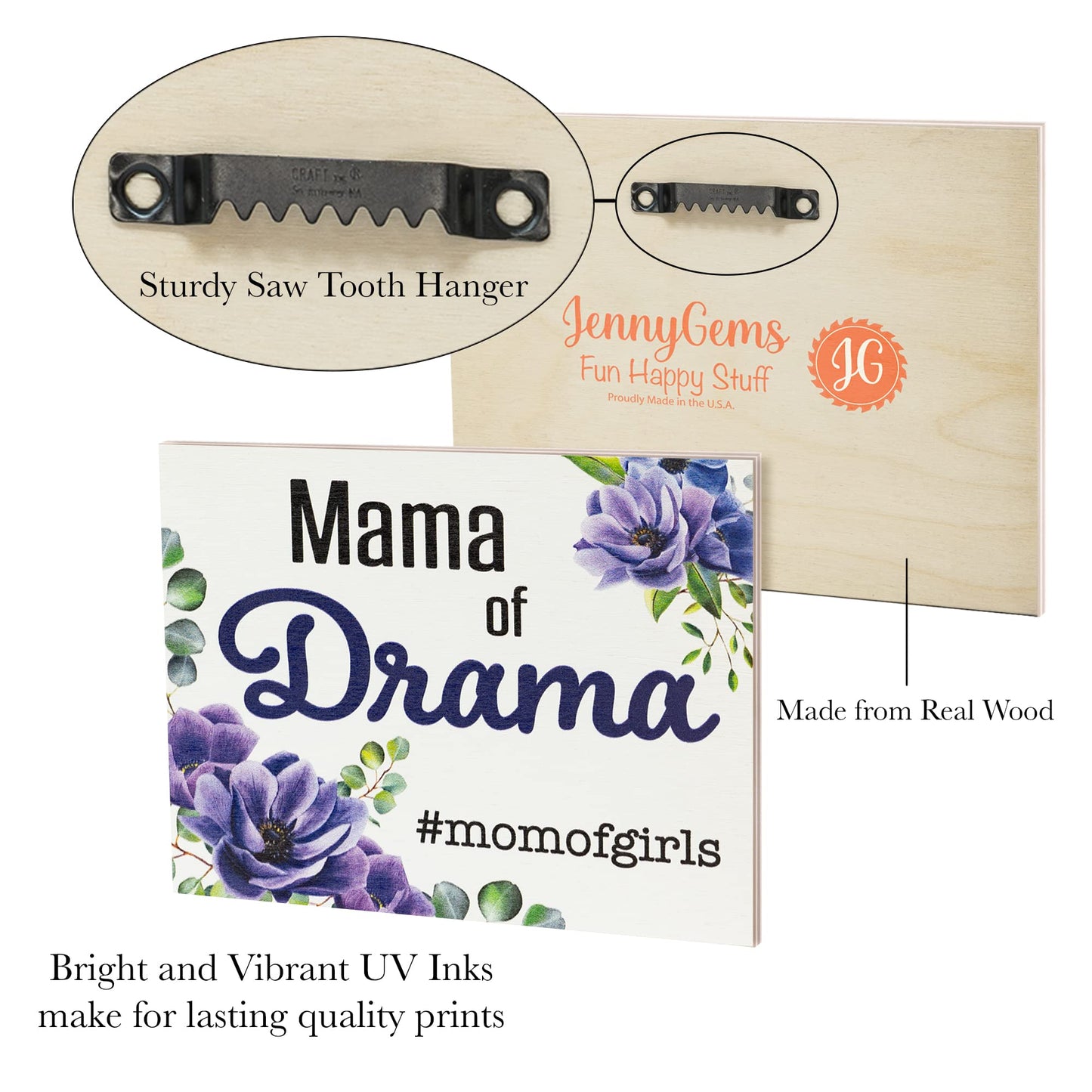 JennyGems Mom Gifts From Daughters, Mothers Day Gifts for Mom, Farmhouse Wall Decor, 7.25 x 6 Wooden Sign, Made in USA