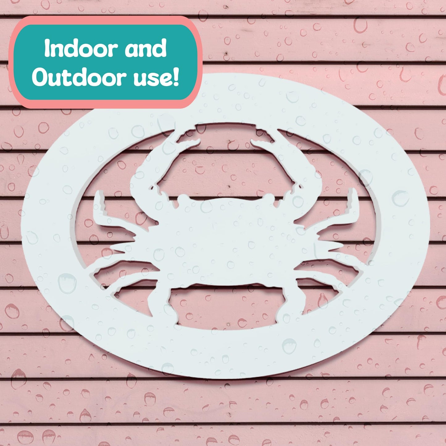Outdoor Crab Wall Decor – Coastal Nautical Beach House Accent for Home, Garage, Shed – Weatherproof Crab Sign – Paintable Coastal Wall Art
