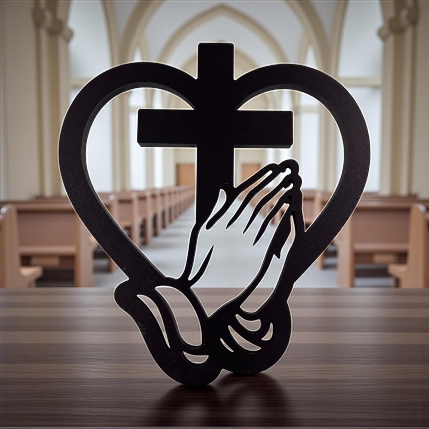 Praying Hands Cross Wall Decor – Christian Outdoor PVC Cross for Garden, Memorial, Church or Home