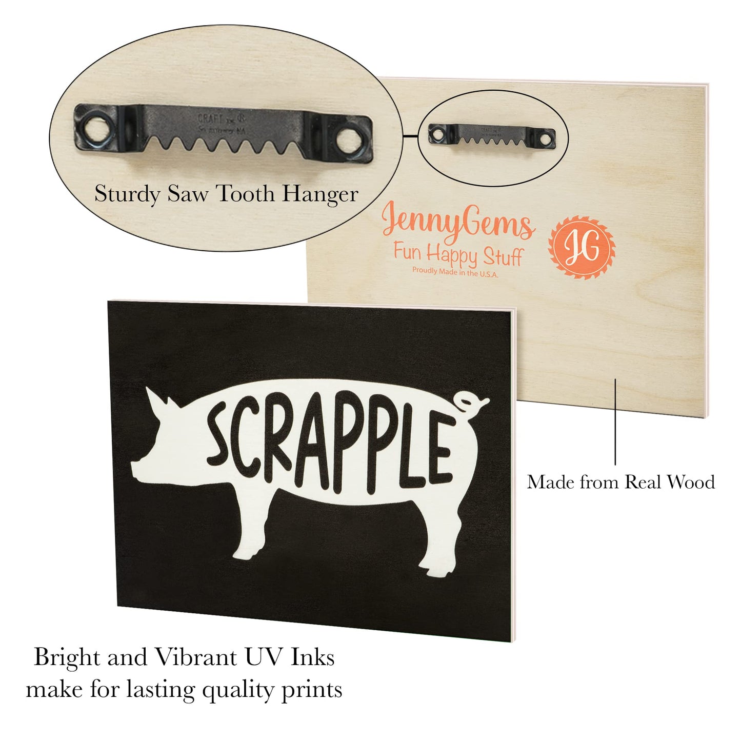 JennyGems Scrapple Sign Scrapple Pig, Delaware Gifts, Made in USA