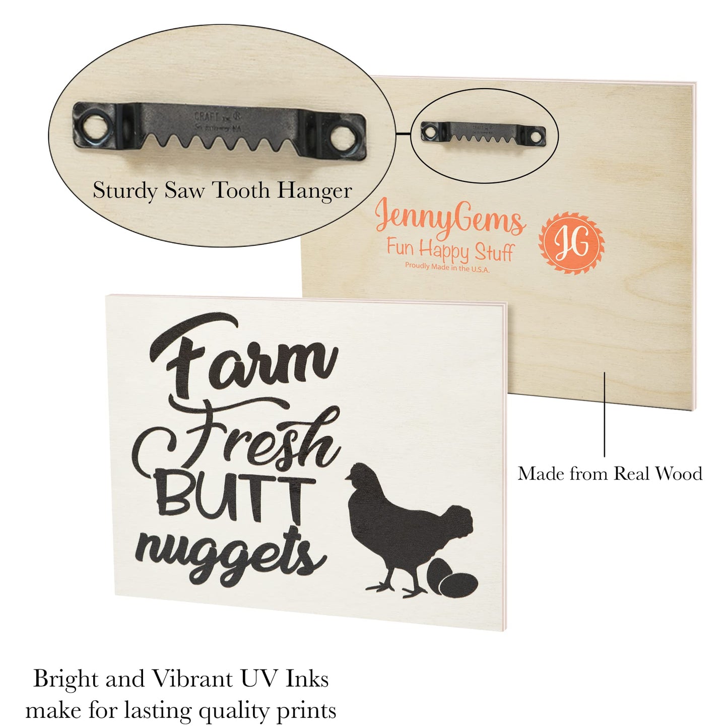 Funny Farm Fresh Nuggets Wooden Coop Sign