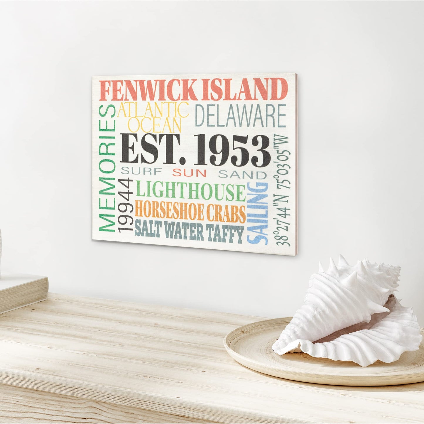JennyGems Fenwick Island Town Memories Wooden Sign, Delaware Gifts, Made in USA