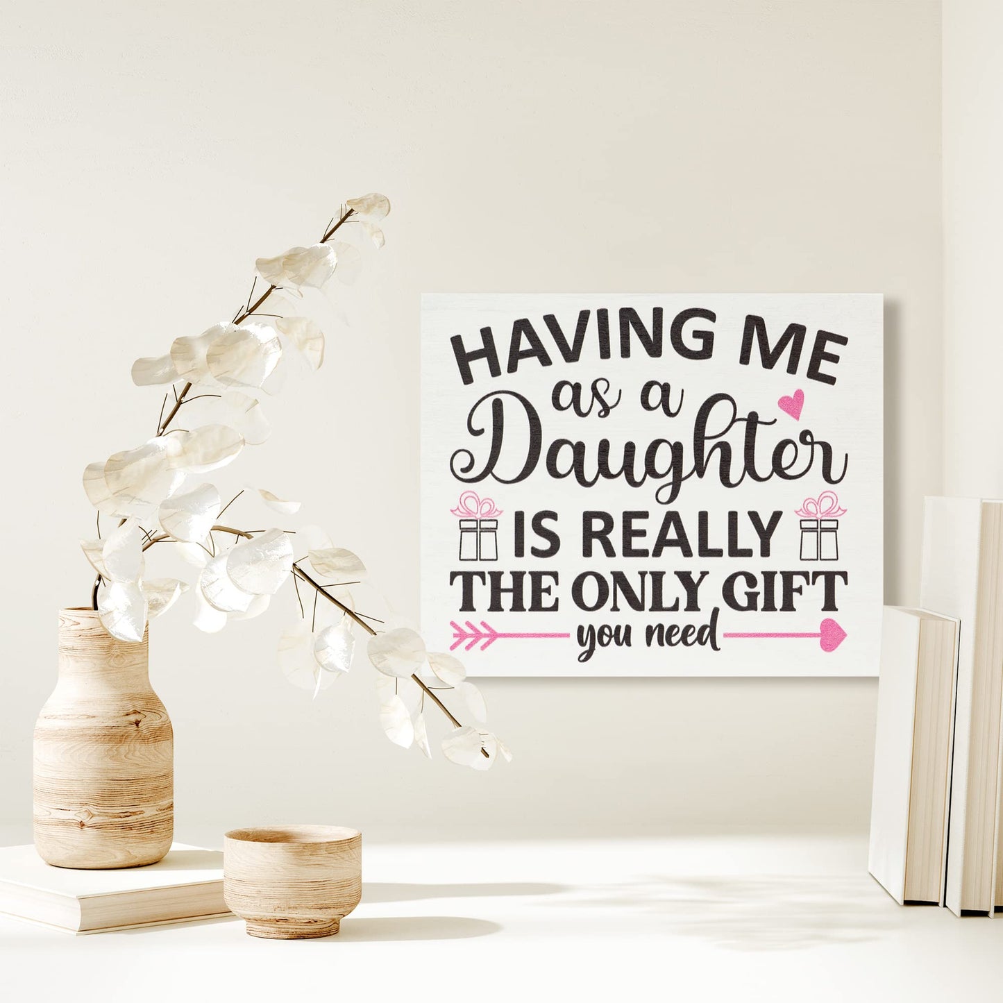 JennyGems Mom Gifts From Daughters, Mothers Day Gifts for Mom, Farmhouse Wall Decor, 7.25 x 6 Wooden Sign, Made in USA