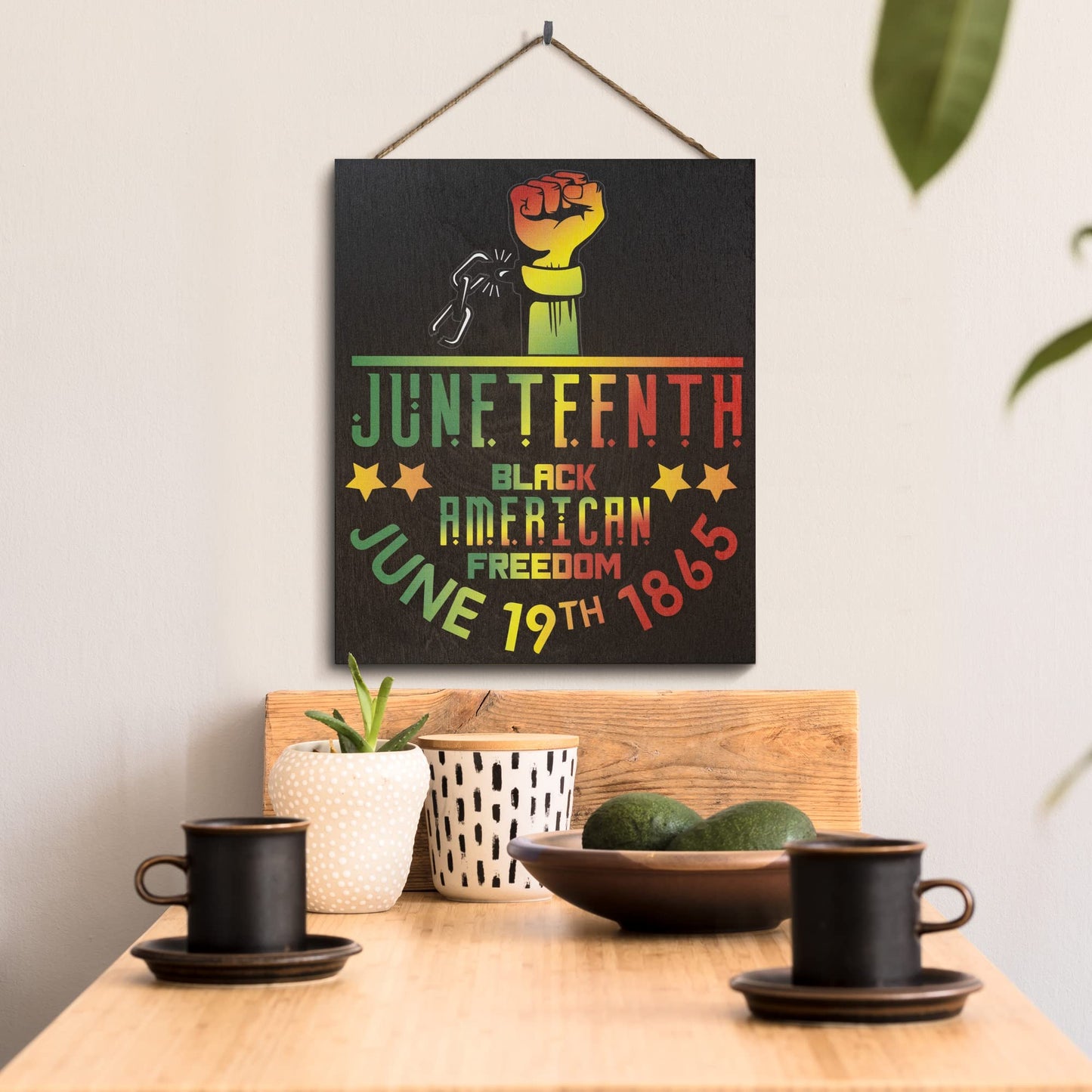 JennyGems Juneteenth Decorations, Black Independence Day, African American Freedom Day, Emancipation June 19 1865, Juneteenth Decor, 10 x 12 Wooden Sign