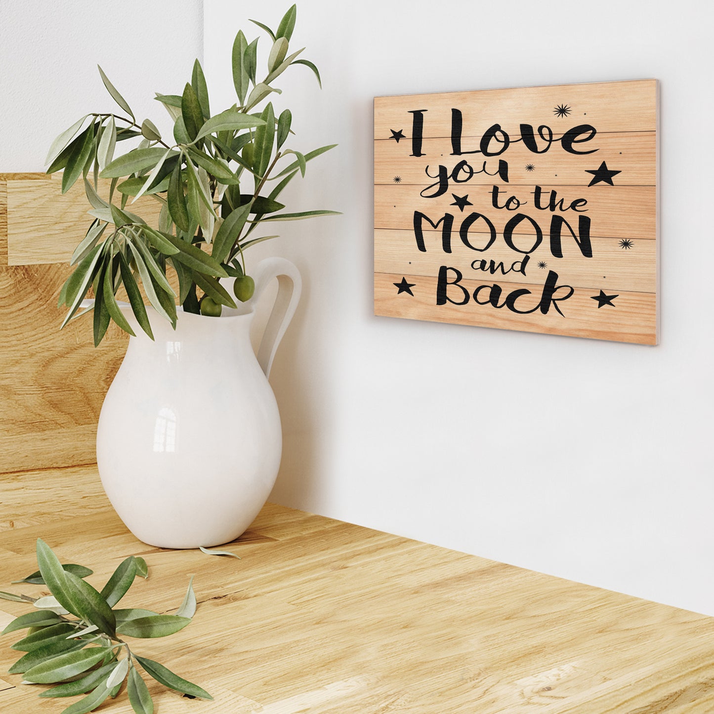 JennyGems I Love You To the Moon and Back Wooden Sign, Home Decor for Anniversary, Gifts for Girlfriend Wife, Farmhouse Wall Art, Made in USA