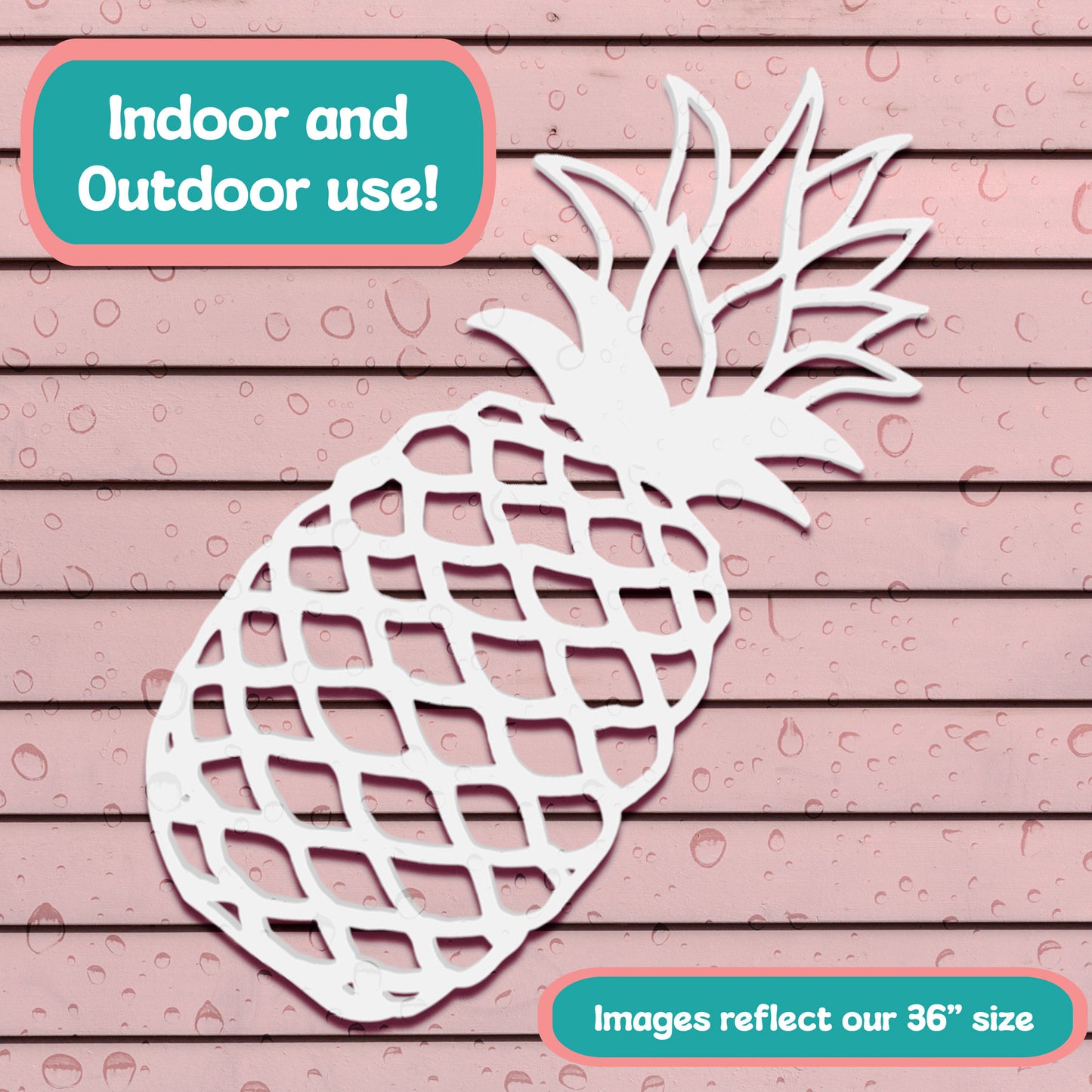 Outdoor Pineapple Wall Art – Tropical Beach House PVC Decoration for Pool, Patio, or Coastal Cottage Décor – Weatherproof Pineapple Sign 3 Foot