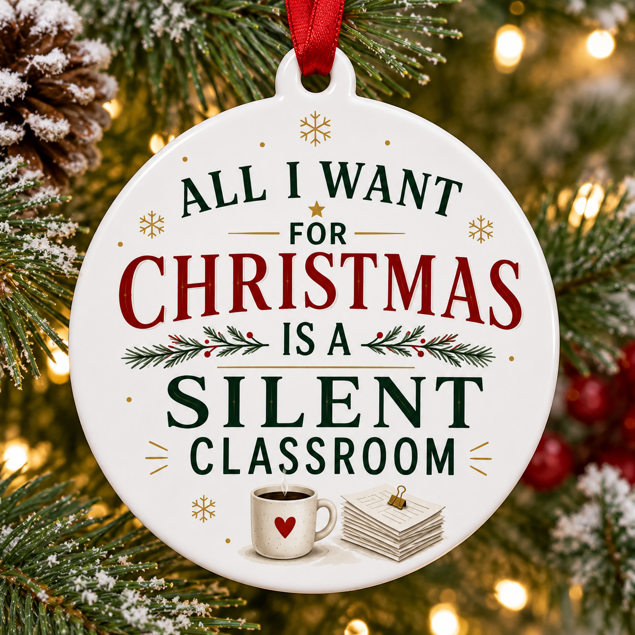 Funny Teacher Christmas Ornament