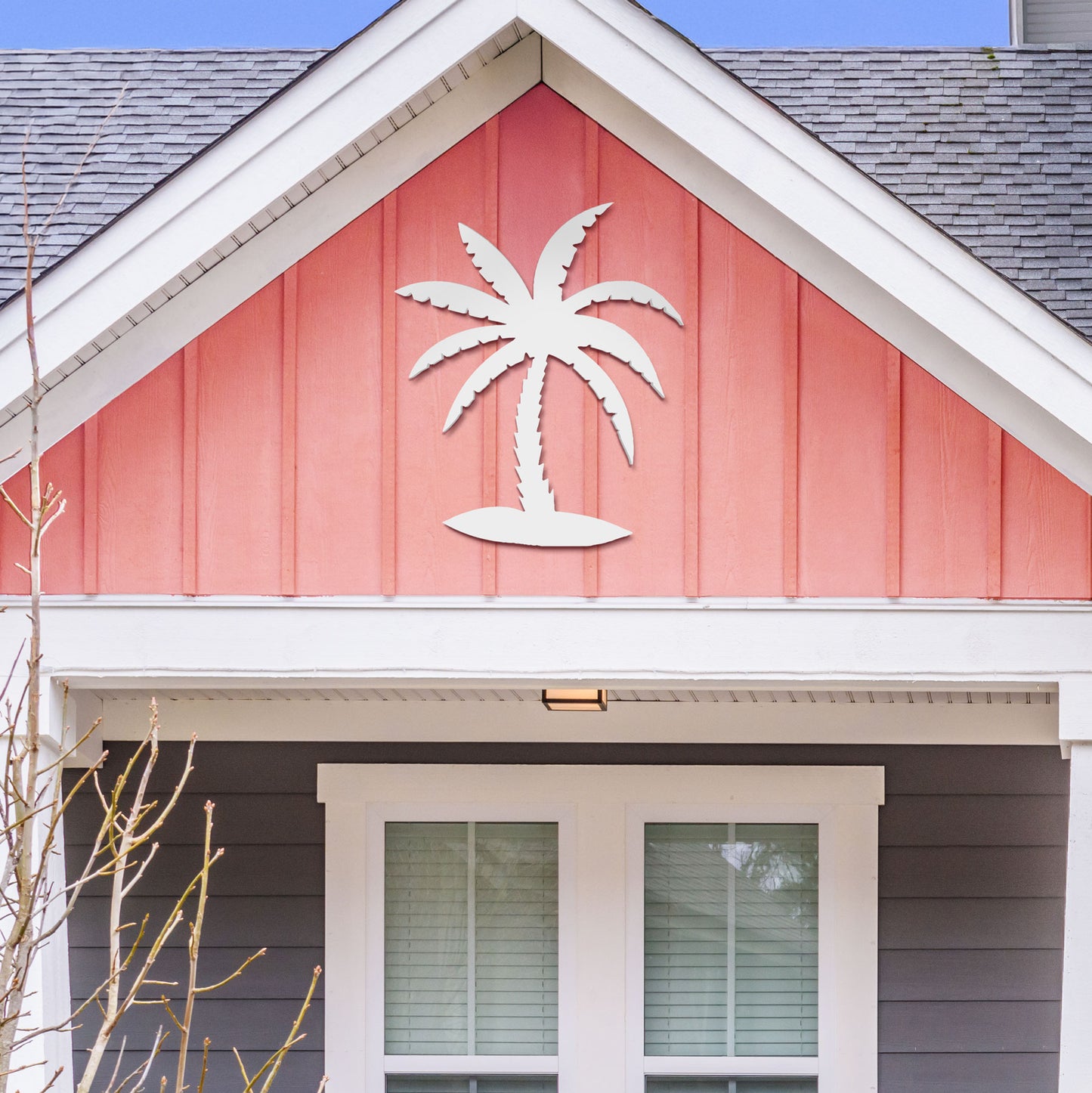 Outdoor Palm Tree Wall Art Beach House Decor – Tropical Palm Tree Sign – Weatherproof PVC Coastal Wall Hanging, 4 Foot