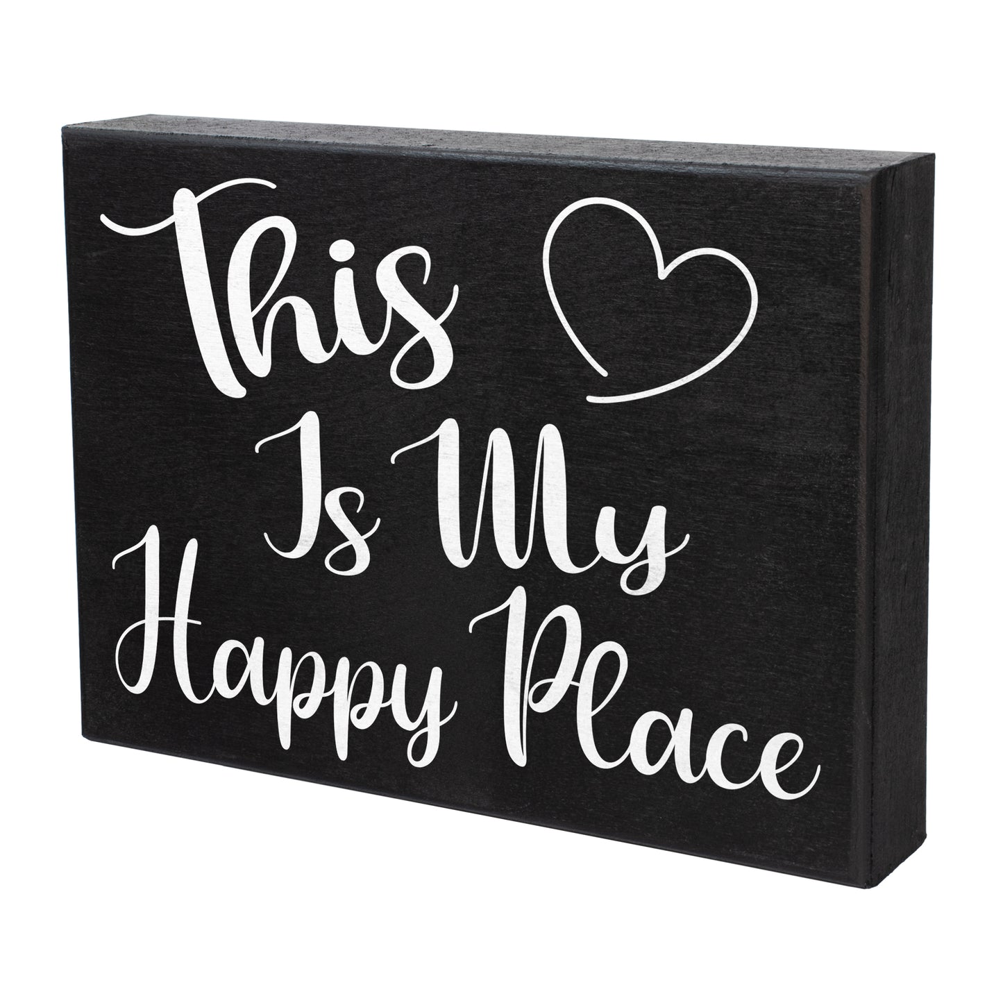 JennyGems Happy Place Gift Sign Plaque, 8x6 Inch Wood Wall Art, Housewarming Gifts, Birthday Gifts for Women, Inspirational Farmhouse Home Decor for Kitchen, Living Room, Bedroom