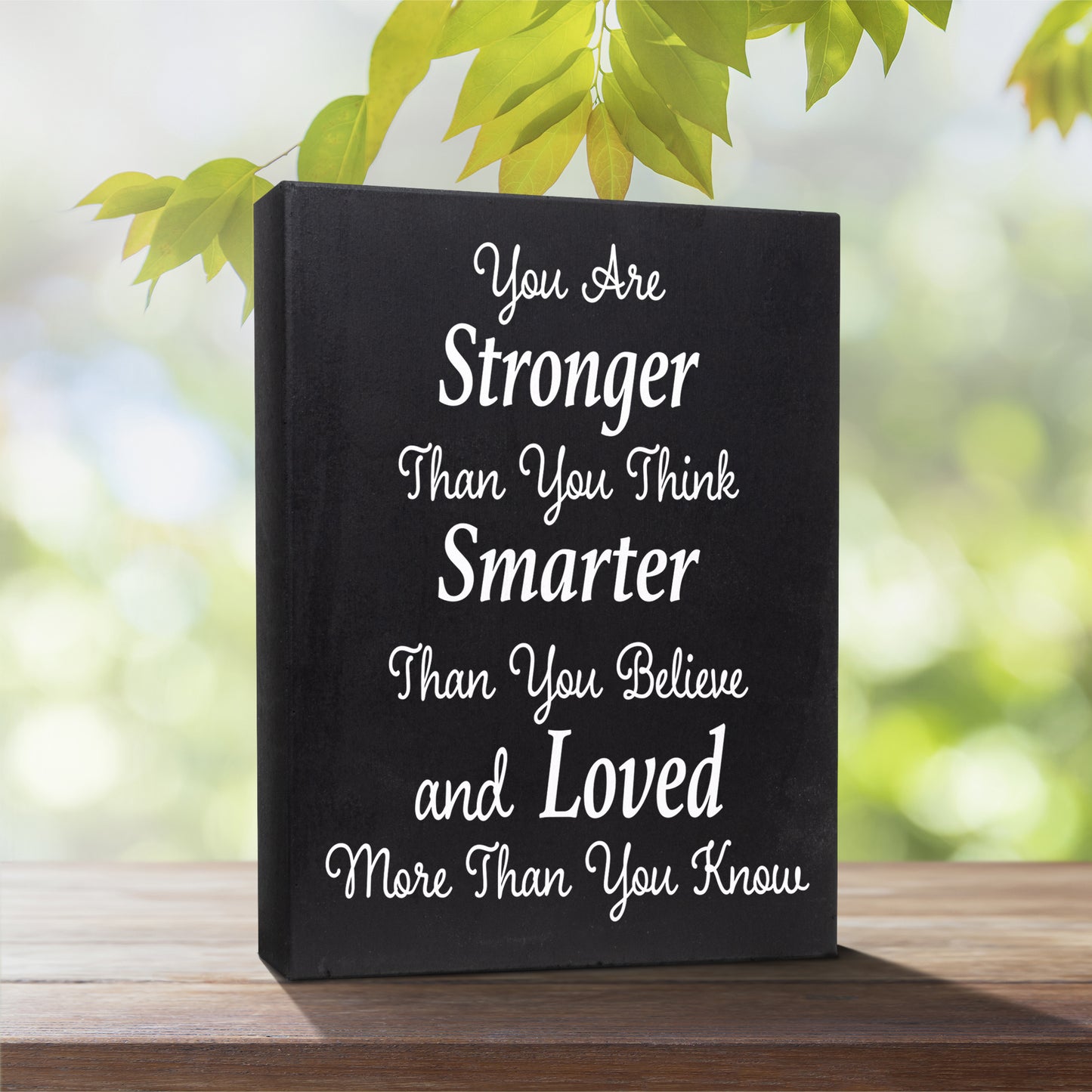 JennyGems You Are Stronger Than You Think Sign, Encouragement Gifts for Women, Inspirational Gifts Farmhouse Decor Signs, Best Friend Gifts, Desk Decor Positive Motivational Quotes