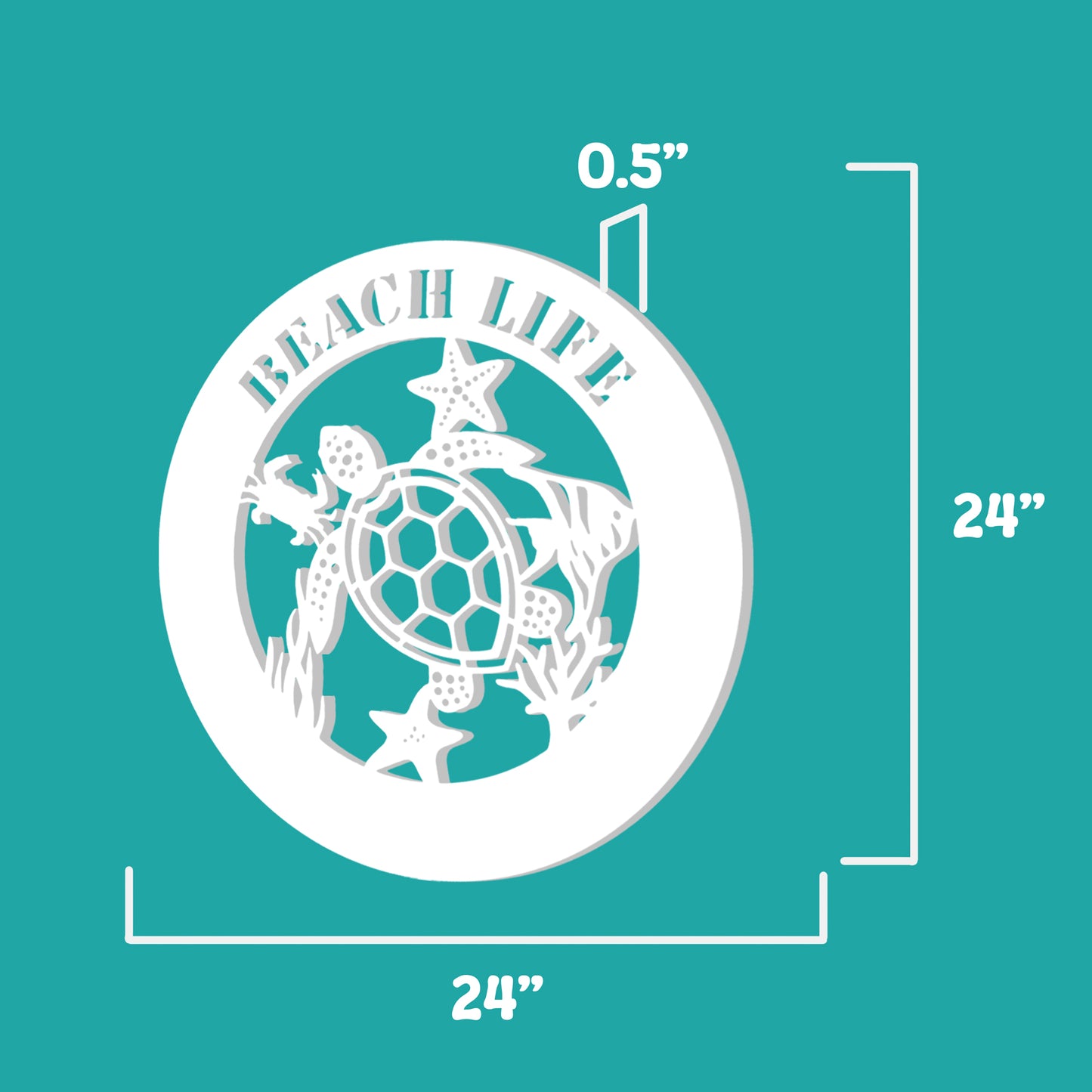 Outdoor PVC Sea Turtle "Beach Life" Sign, 2 Foot
