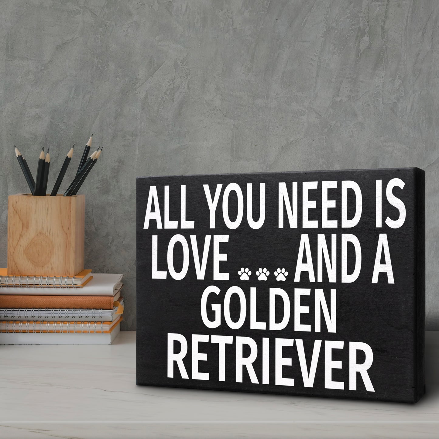 JennyGems All You Need is Love and a Golden Retriever, Wood Sign, Box Sign, Golden Retriever Gifts