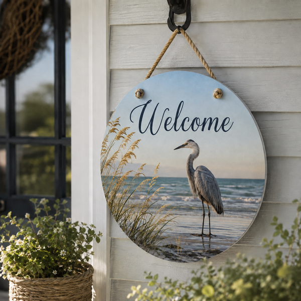 Egret Heron on the Beach, Door Hanger